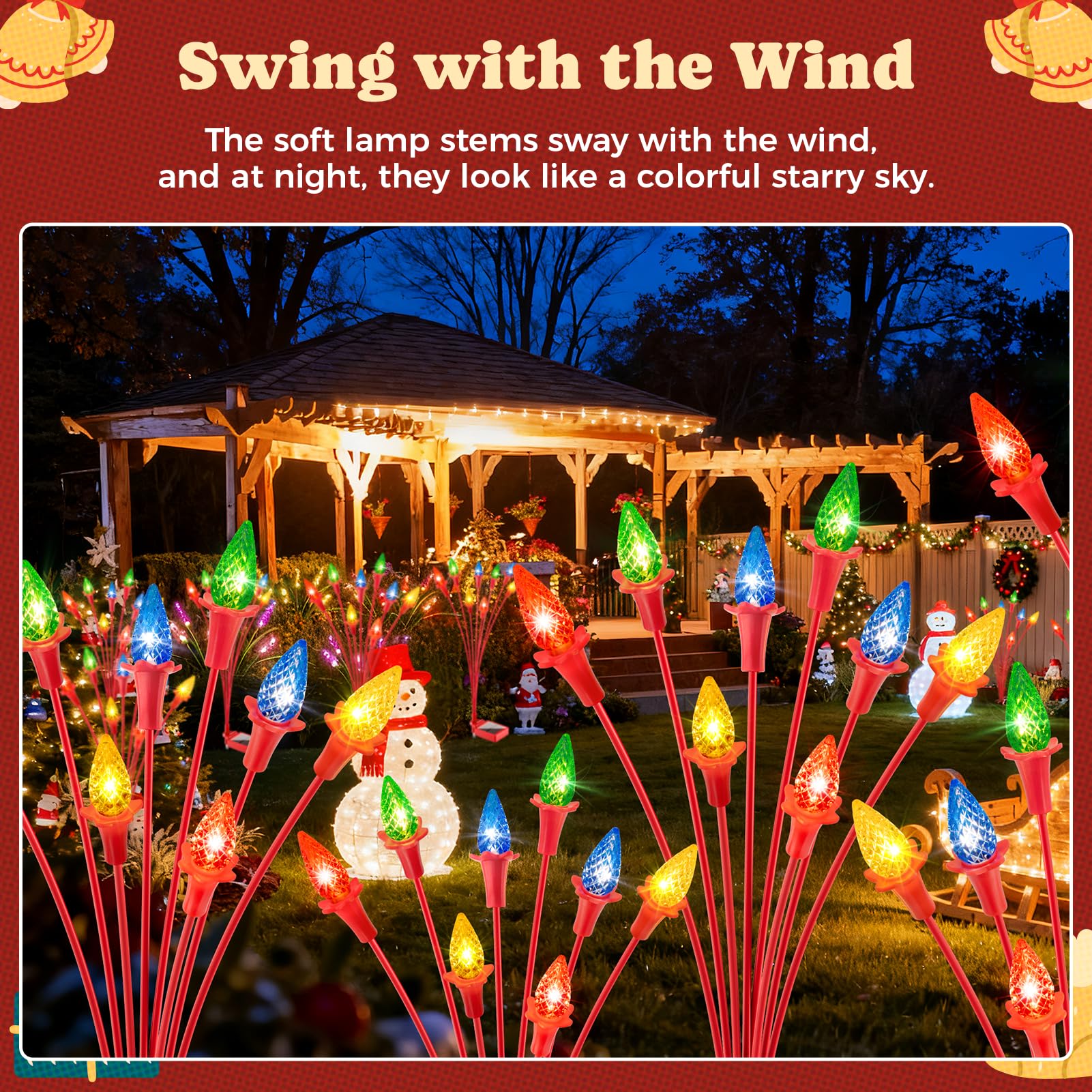 TopVelo Christmas Berry Solar Garden Lights - 2 Packs, Auto ON/OFF, Red and Pink, Plastic, Model: chritsmasberry