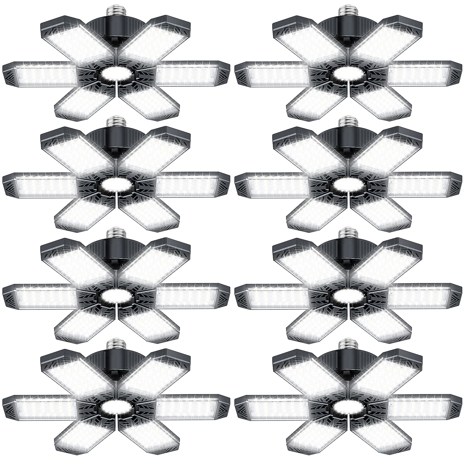 XINGHUANLIT Garage Lights 200W - 8 Pack LED Garage Ceiling Lights 20000LM 6500K Garage Lighting with 6+1 Adjustable Panel, Shop 