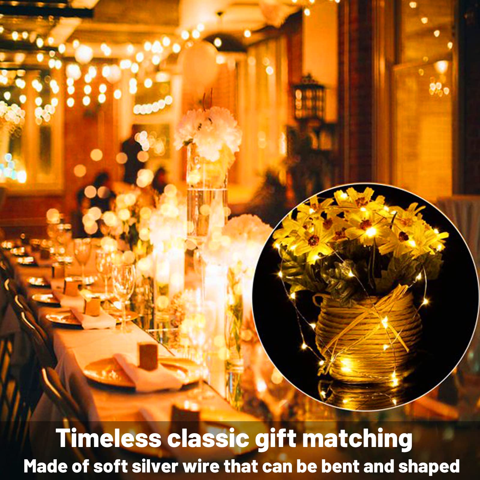 16 Pack 30 Led Fairy Lights Battery Operated String Lights 10 Feet Waterproof Twinkle Lights Mason Jar Lights Silver Wire Firefly Lights For Christmas Party Wedding Patio Warm White