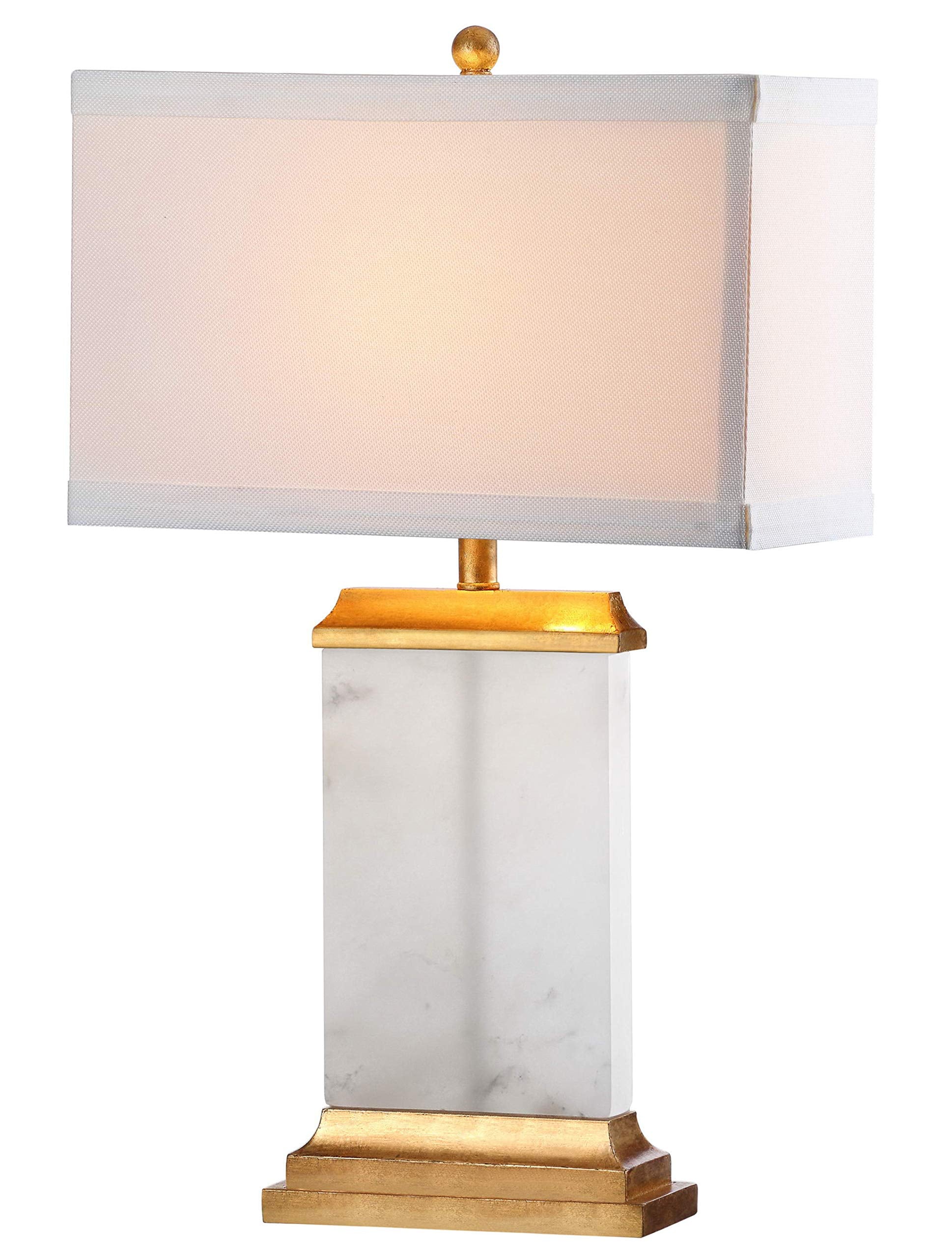 SAFAVIEH Lighting Collection Delilah Alabaster White 27-inch Bedroom Living Room Home Office Desk Nightstand Table Lamp (LED Bul