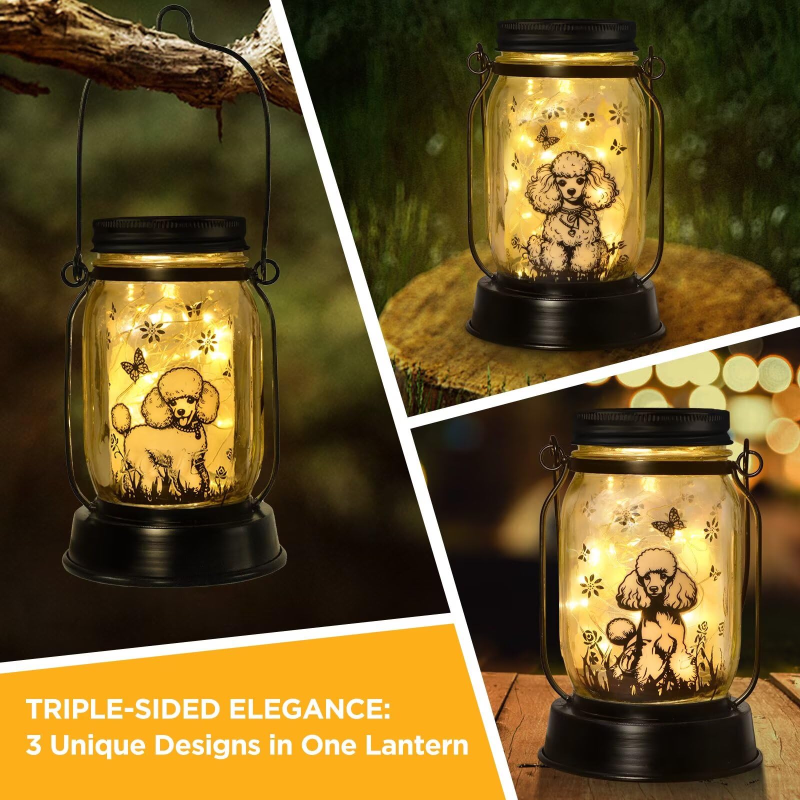 Poodle Gifts For Women/Men, Poodle Solar Lanterns Dog Mom Birthday, Dog Lovers Lantern, Pet Loss Pet Memorial Lights, Solar Gard