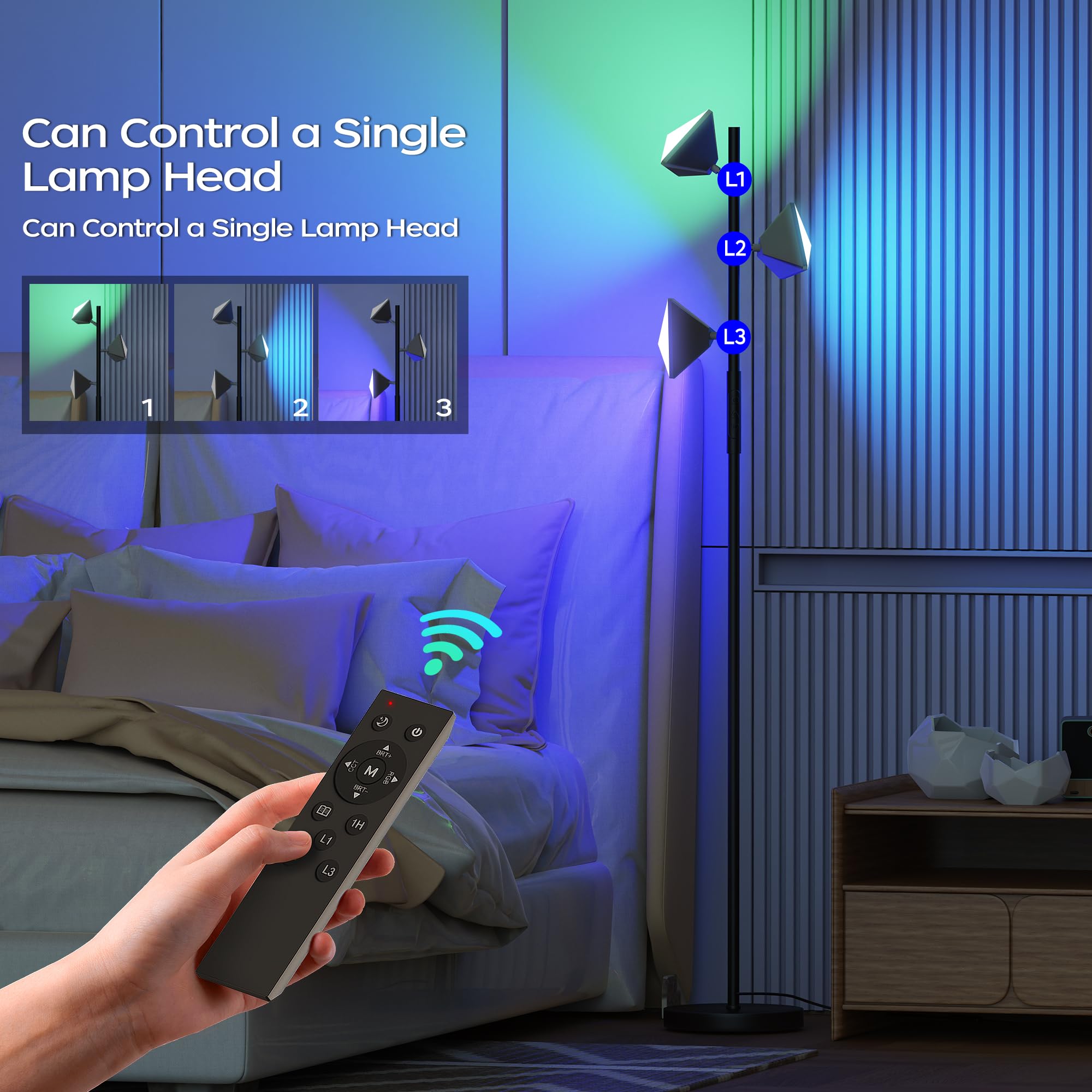Rgbcw Floor Lamp, 36W Color Changing Led Tree Floor Lamp, Stepless Dimmable Tall Standing Lamp With Remote & Touch Control, 2700
