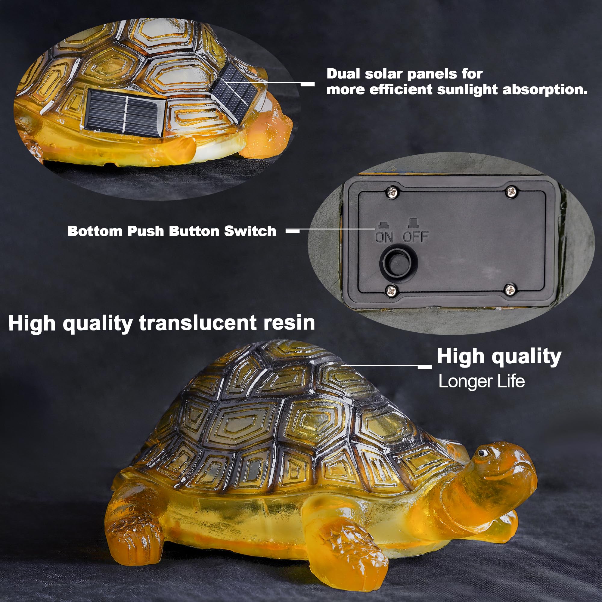 Solar Turtle Lights Deck Decorative Lighting Statue Lawn Patio Backyard Outdoor Garden Decoration Housewarming Gift