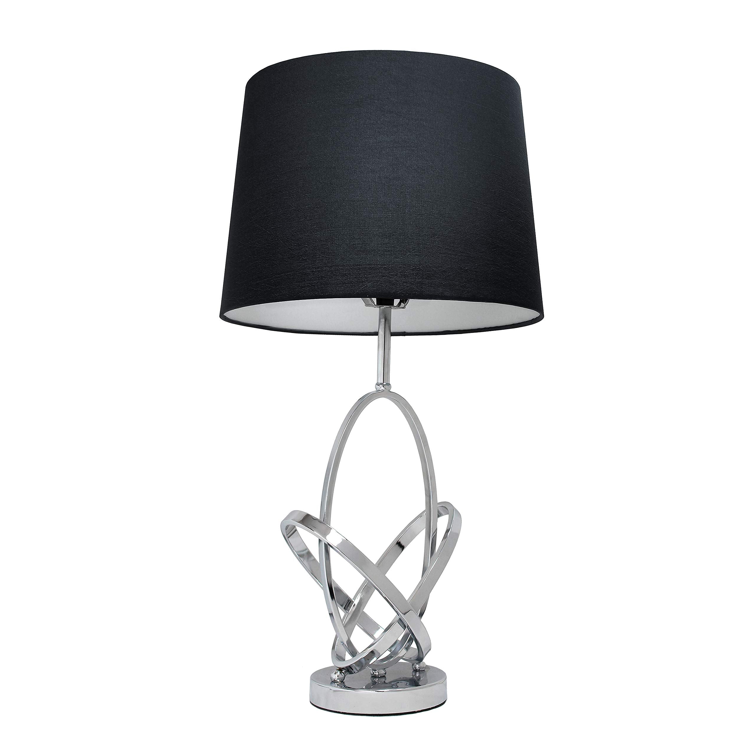 Elegant Designs Lt1006-Chr Mod Art Polished Chrome Table Lamp With Black Shade
