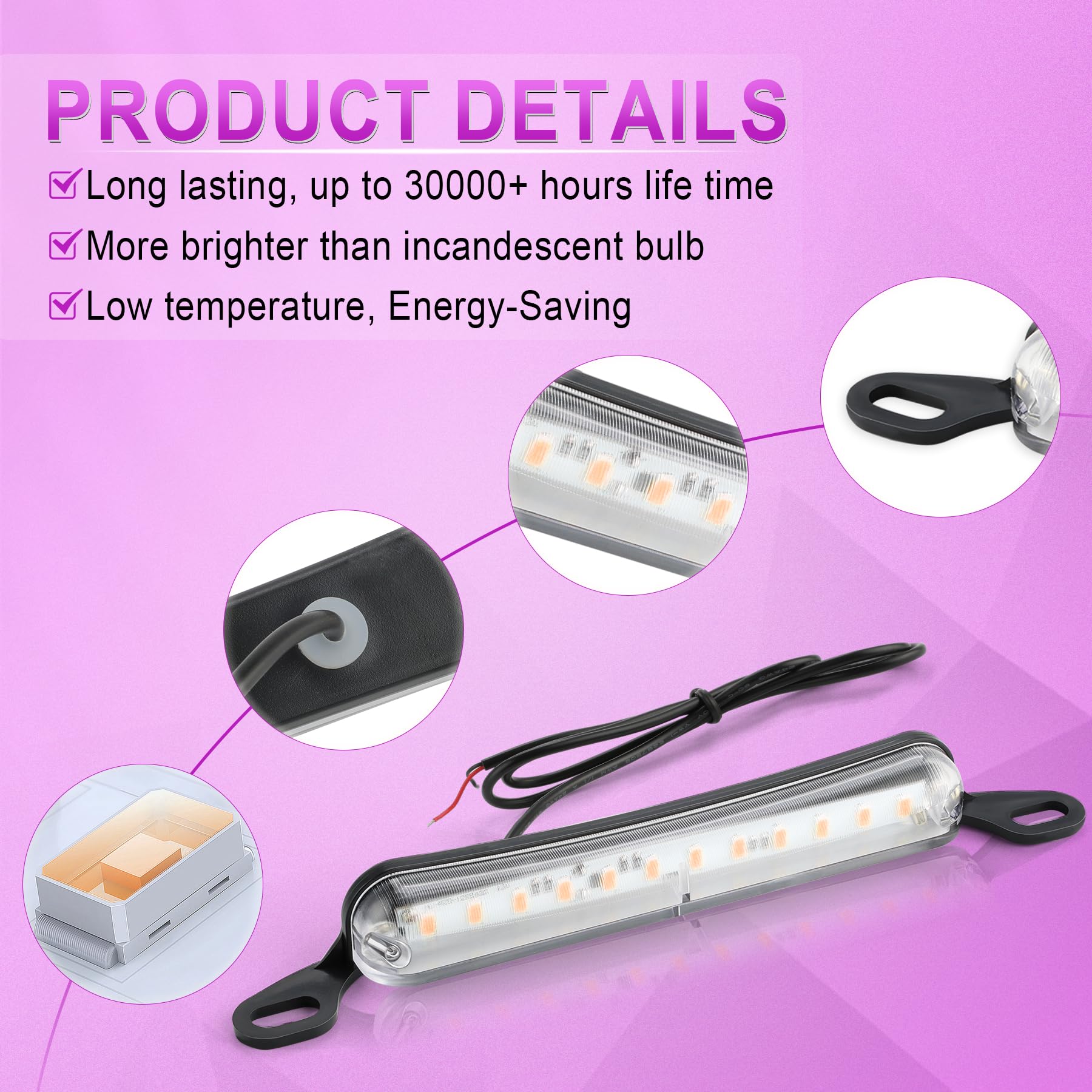 LivTee LED License Plate Light Assembly, Extremely Bright Purple Tag Lights for Truck, UTV, ATV, RV, Boat Accessories