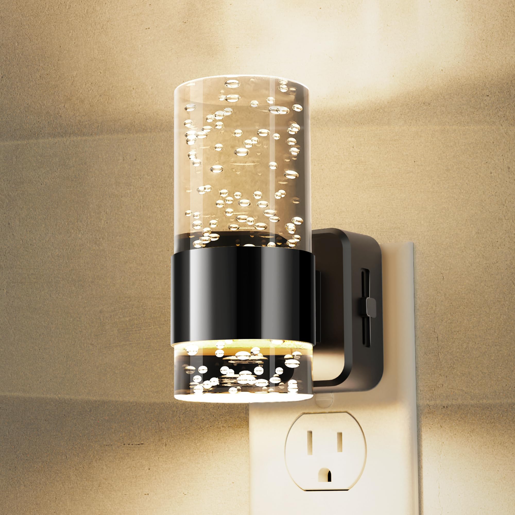 Night Lights Plug into Wall, Dimmable Night Light with Dusk to Dawn Sensor, Acrylic Night Light with Warm Light 3000K, Wall Scon