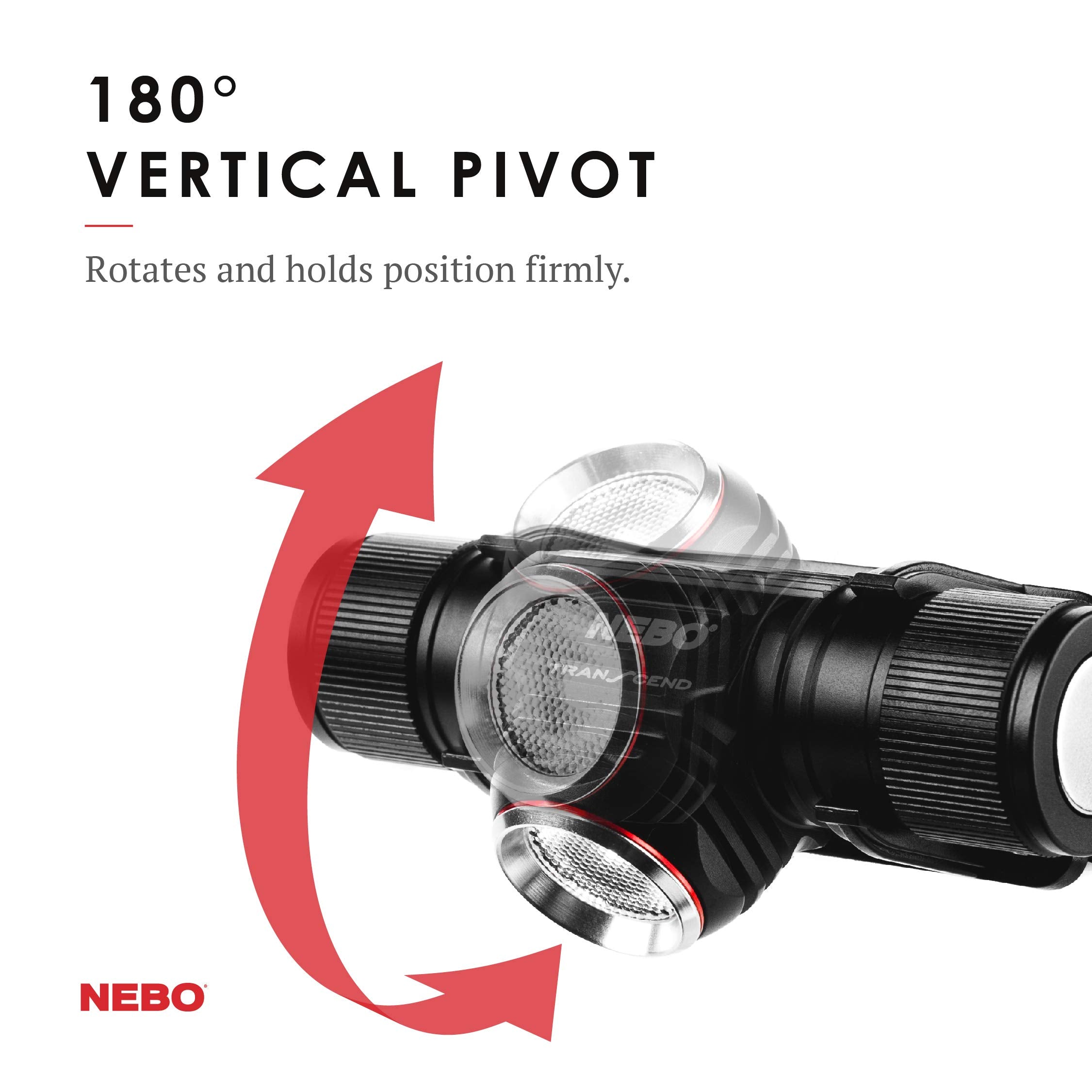 NEBO Transcend 1000-Lumen USB Rechargeable Headlamp Flashlight, IPX7 Waterproof, Adjustable Reflective Strap, Black, One Size, Model 7001