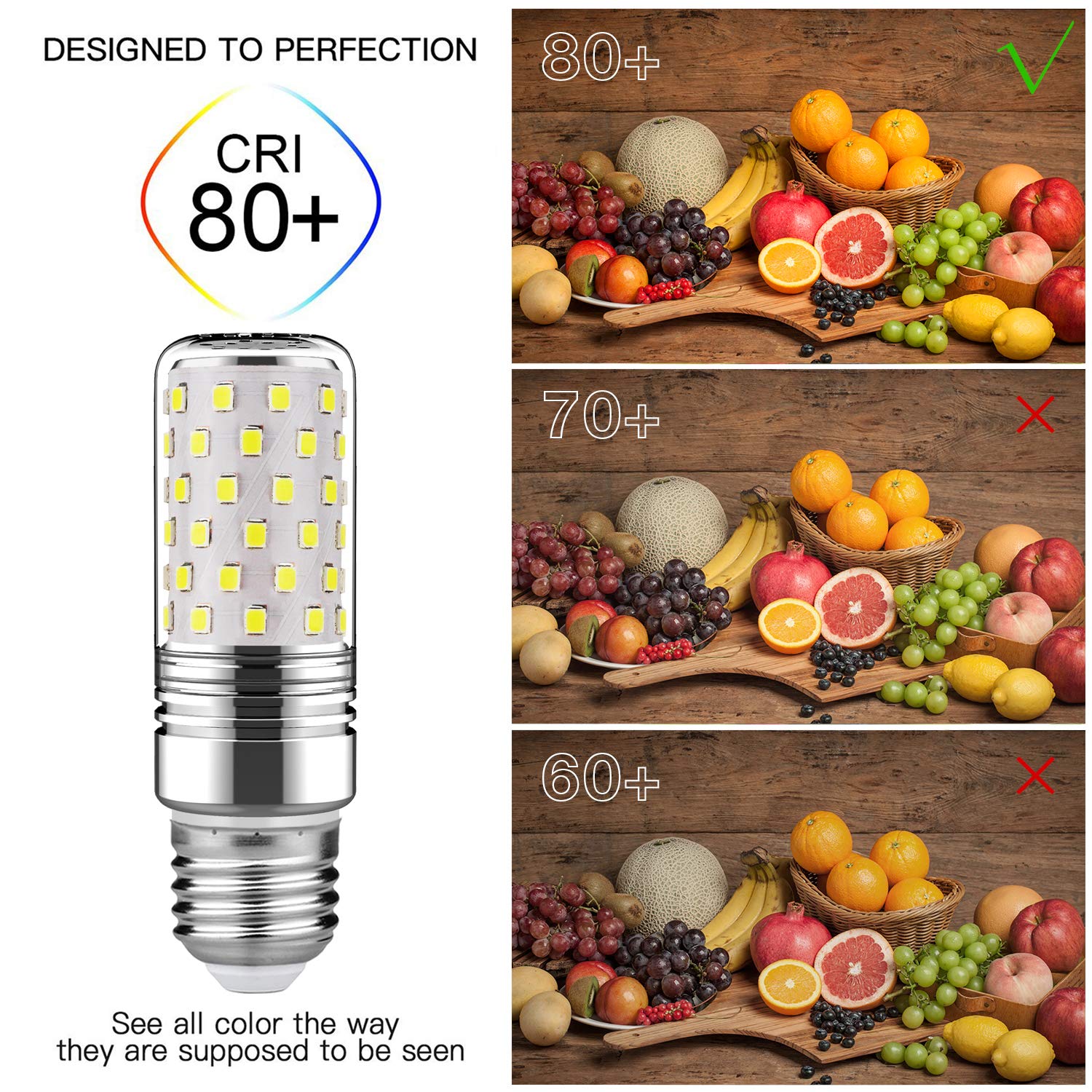 gezee 15W LED Candelabra Bulbs, 120W Equivalent, 1500lm, 6000K Daylight White, Aluminum, 3-Pack