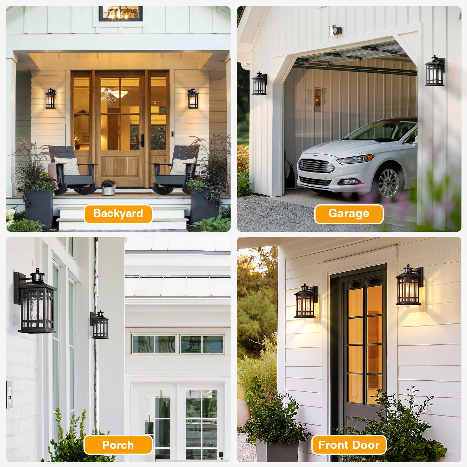 Opaxis Motion Sensor Outdoor Lights  Black Dusk To Dawn Outdoor Lighting With Tempered Glass  Aluminum Waterproof Anti-Rust Outside Wall Light Fixtures  Adjustable Sensitivity & Brightness  Hardwired