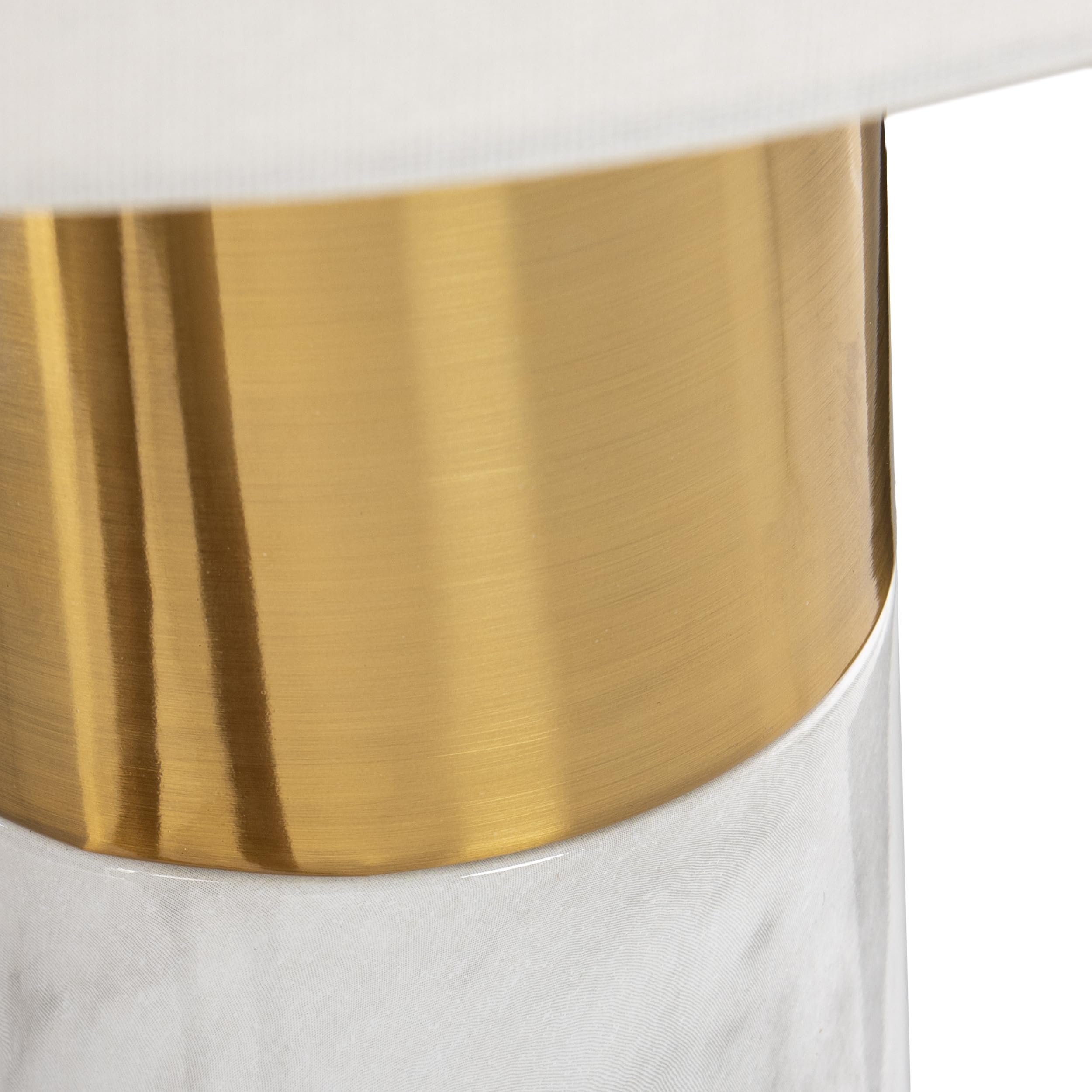 Sei Furniture Milvy White Faux Marble Table Lamp With Fabric Shade, Gold Finish, Transitional Design