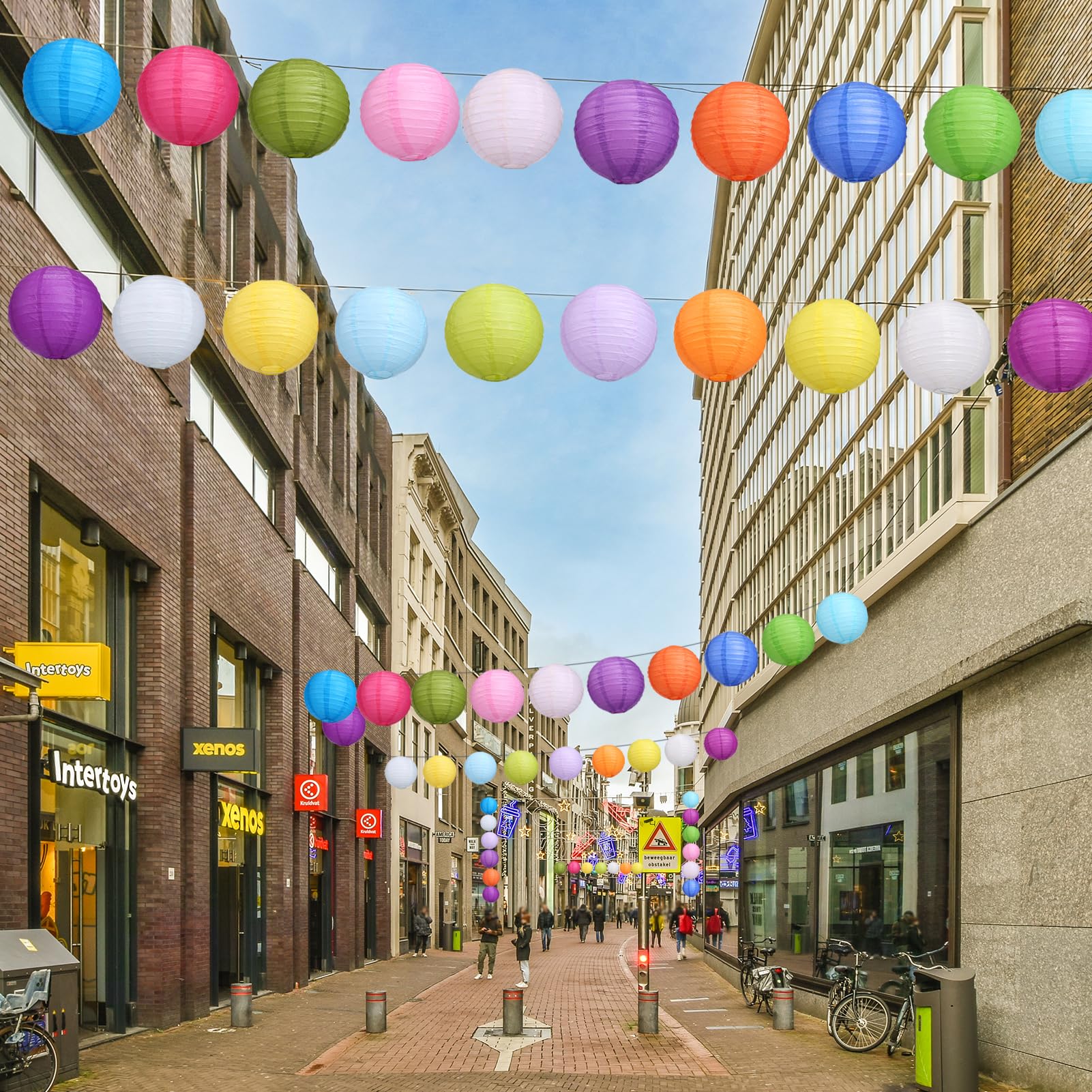 Lihao 6Pcs Colorful Paper Lanterns, 8'' Chinese Hanging Paper Lanterns For Classroom Party Wedding Birthday Halloween Xmas Diy C