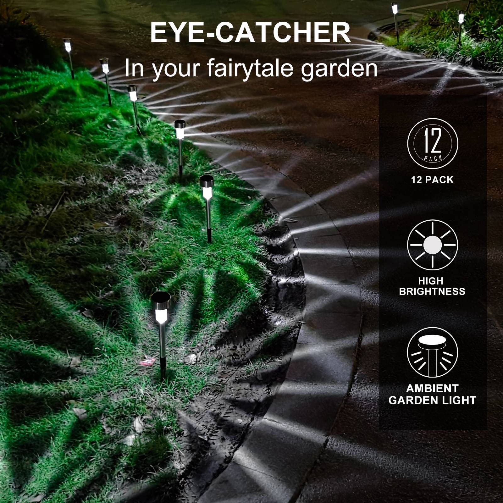 Solar Lights Outdoor Waterproof, Stainless Steel Led Landscape Lighting Outdoor Solar Lights For Outside Solar Garden Lights For