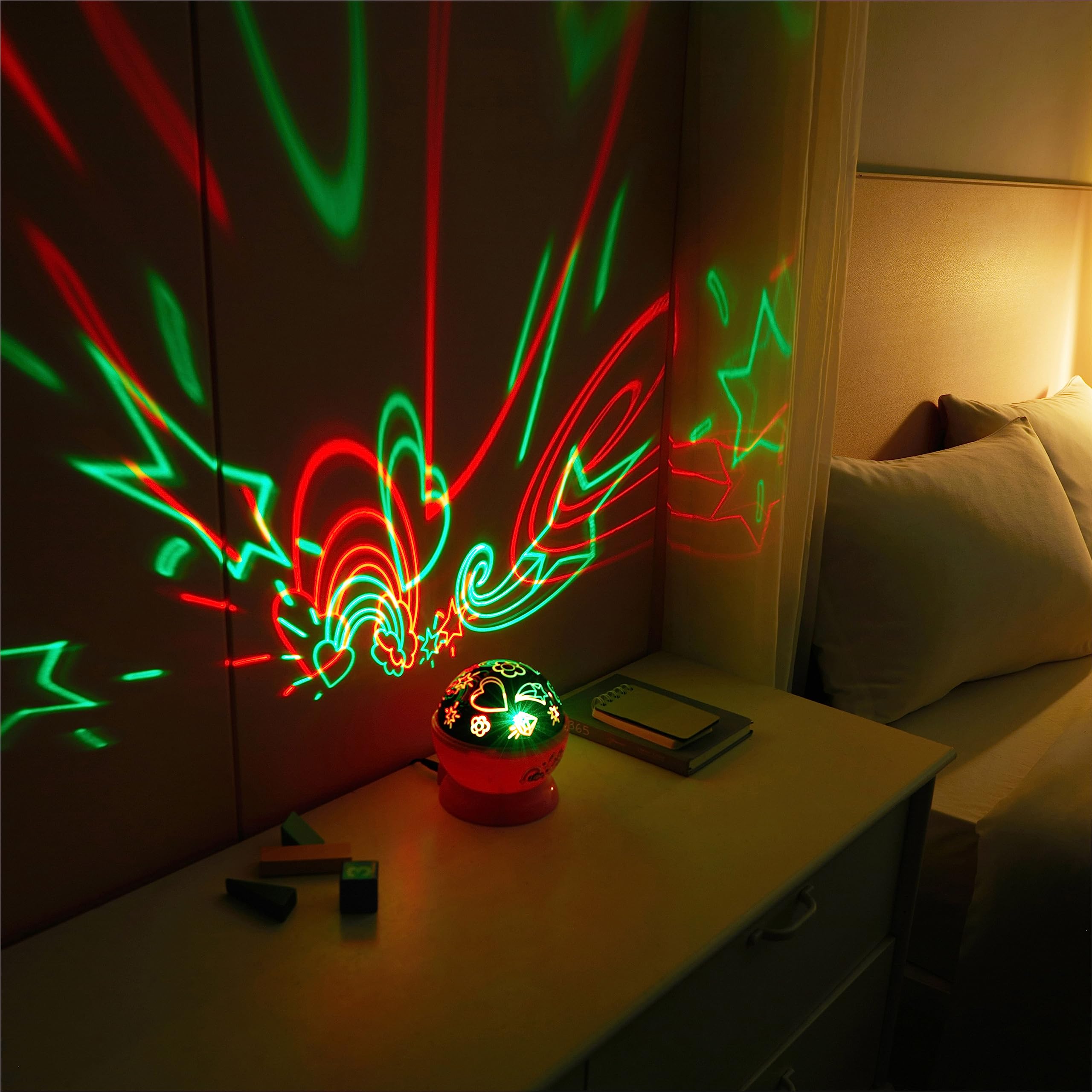 Idea Nuova Disney Minnie Mouse Kids Lamp - Rotating LED Projection Nightlight, 4.88"x4.88"x5.5", Plastic, Model K321716