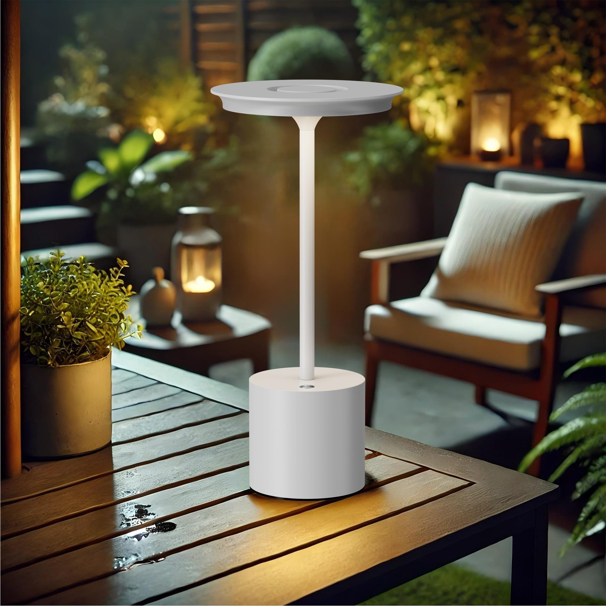 Sikevht Cordless Table Lamp, Portable Rechargeable 6000mAh, 3 Color Dimming, LED, 2Pack, White, Model S823