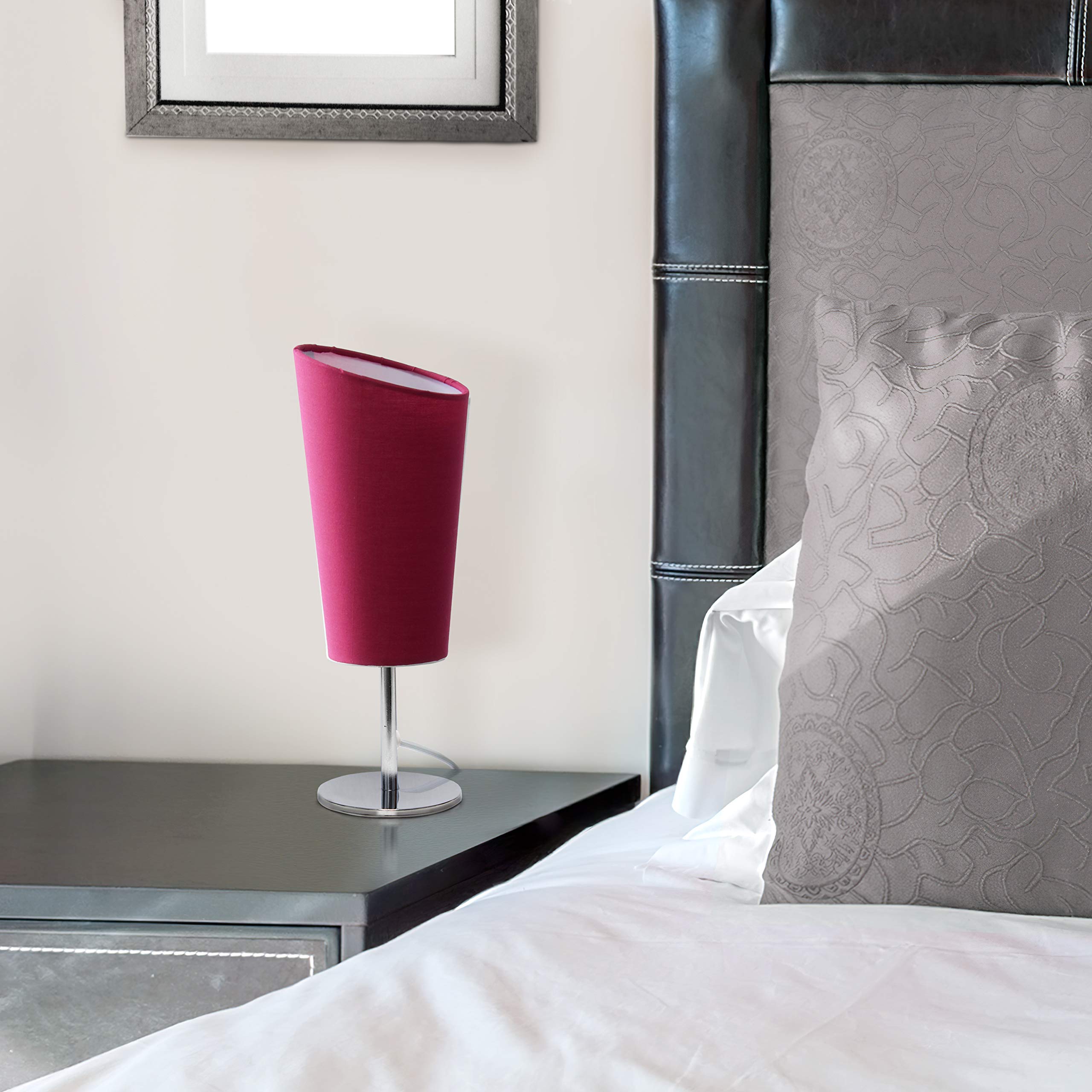 Simple Designs Lt2061-Pnk Mini Table Lamp, Pink Fabric Shade, Chrome Base, 4.75X4.75X12.6