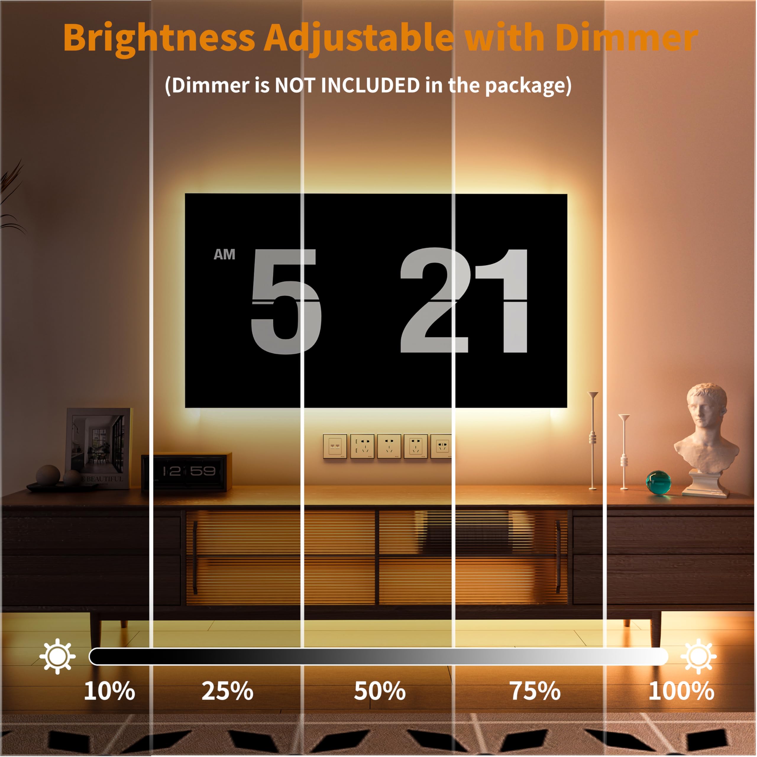 Pautix Cob Led Strip Light 2700K Dc12V,18Ft/5.5M Warm White Led Tape Lights For Kitchen Home Diy Lighting Projects With 1Pcs Con