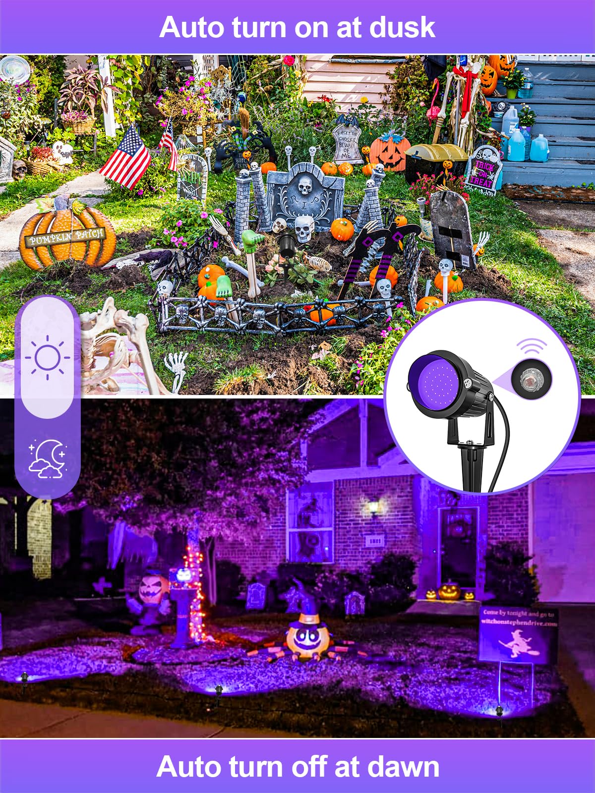 Doreio 15W Blacklight Spotlight Led - Outdoor Dusk To Dawn Lighting For Parties & Body Paint