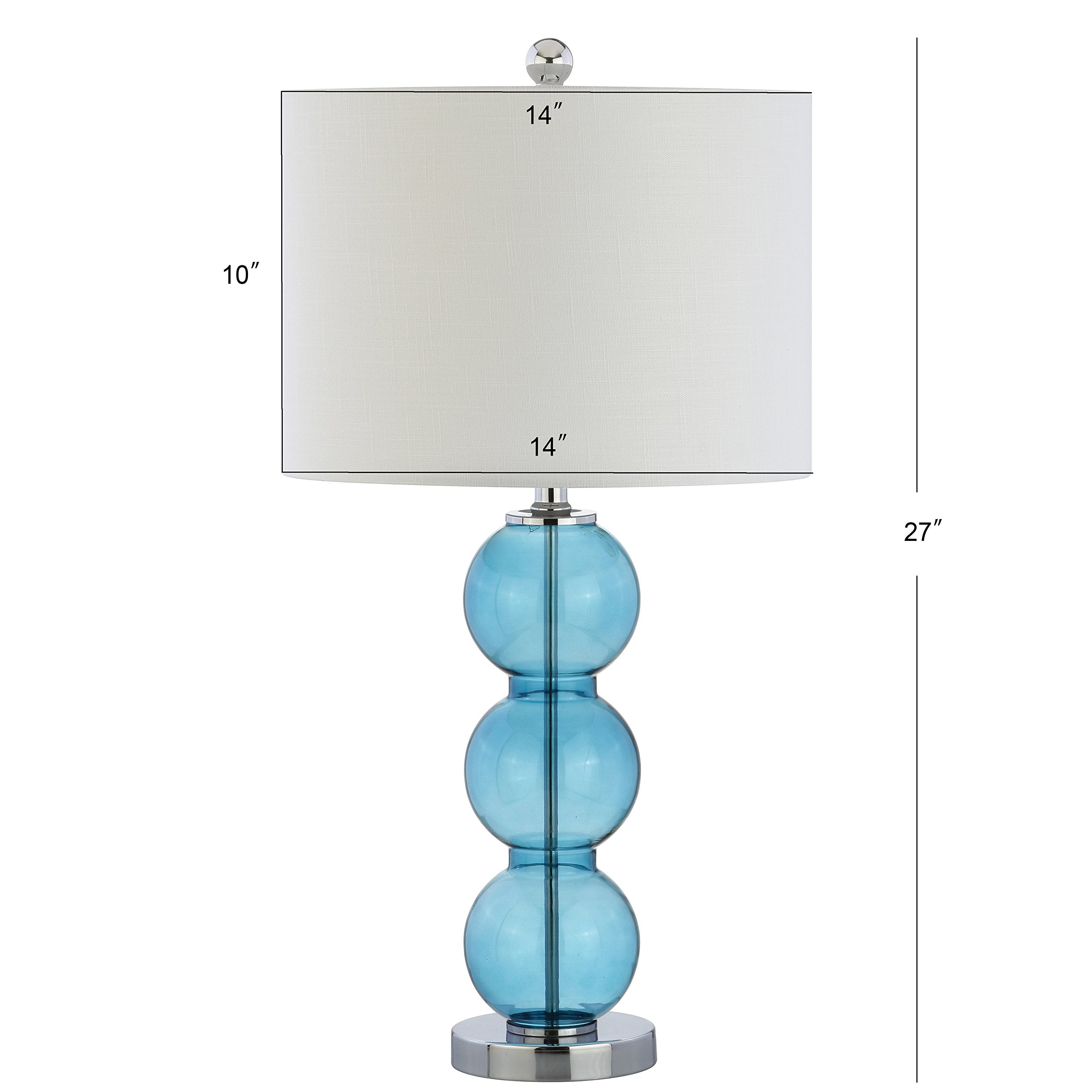 JONATHAN Y Bella 27" Glass Triple-Sphere LED Table Lamp, Sky Blue/Chrome, Model JYL1070C-SET2, Set of 2 for Bedroom, Living Room