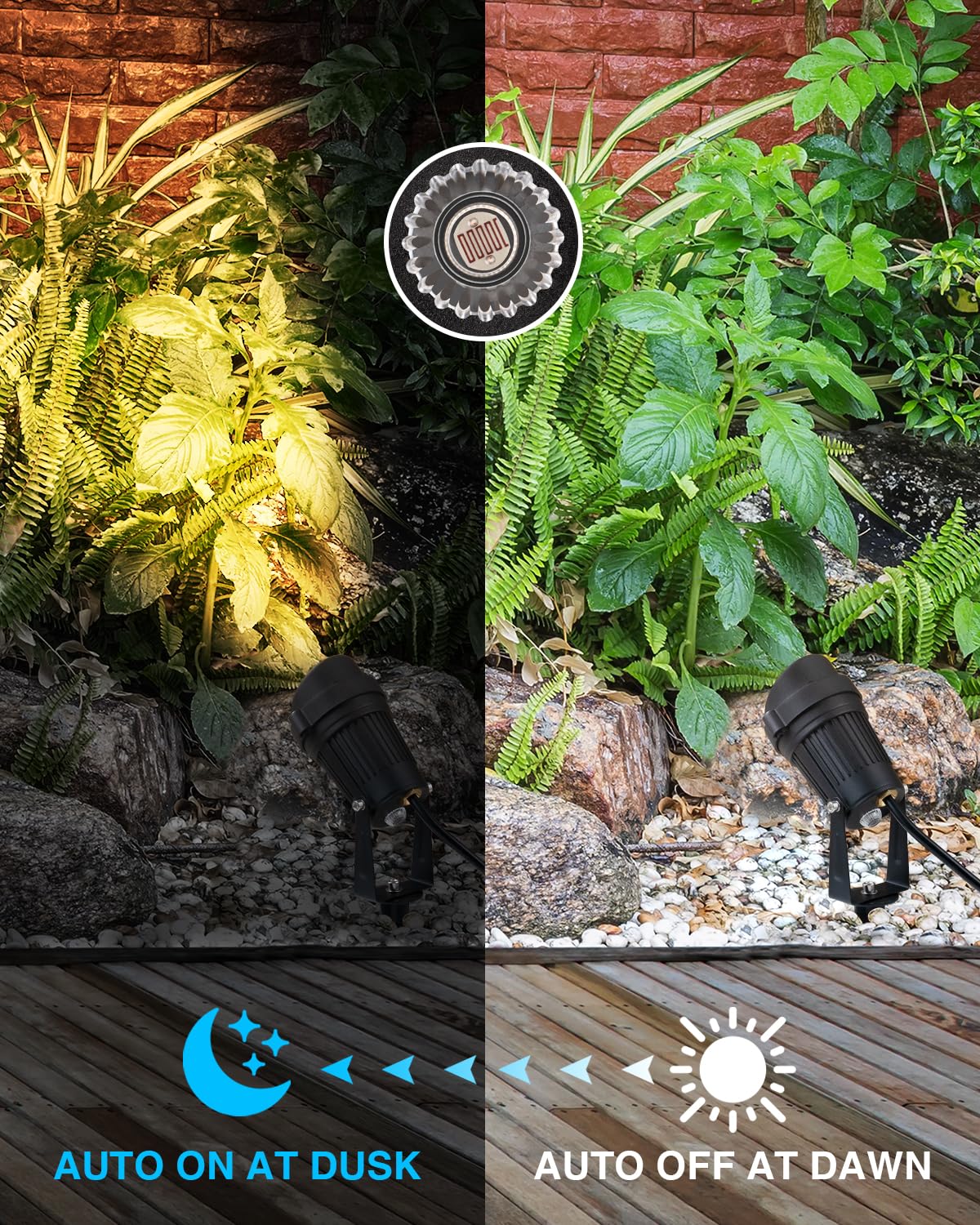 SUNVIE LED Spot Lights 120V with Photocell Sensor, Waterproof, Black, 7W, 1 Pack, Model CHWP-05-01P for Outdoor Lighting and Landscape Use