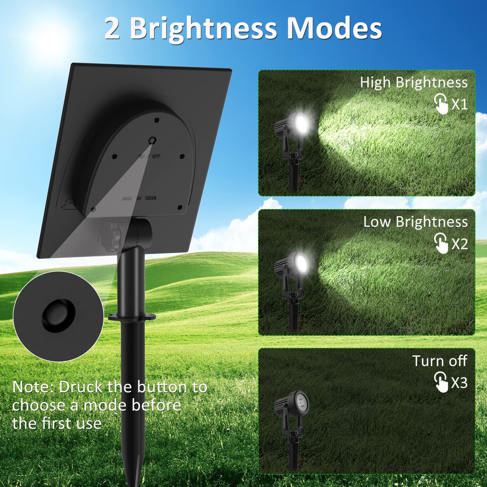 T-Sunus Solar Garden Spotlight White Outdoor, 4-In-1 Solar Spot Lights 6000K Ip65 Waterproof 9.8Ft Cable, 5W Separated Solar Pan
