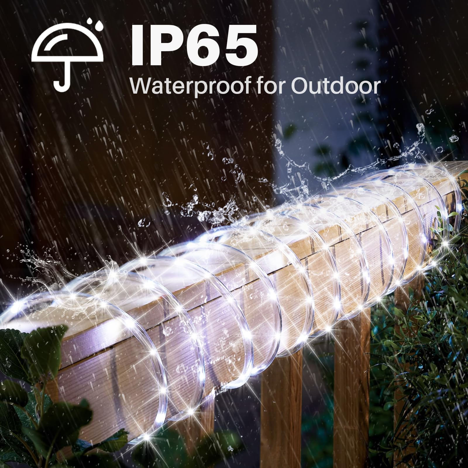 Shgpoda Led Rope Lights, 33Ft Cool White Waterproof Tube Light, 360 Leds, Plug-In Decorative Lighting For Indoor/Outdoor Use