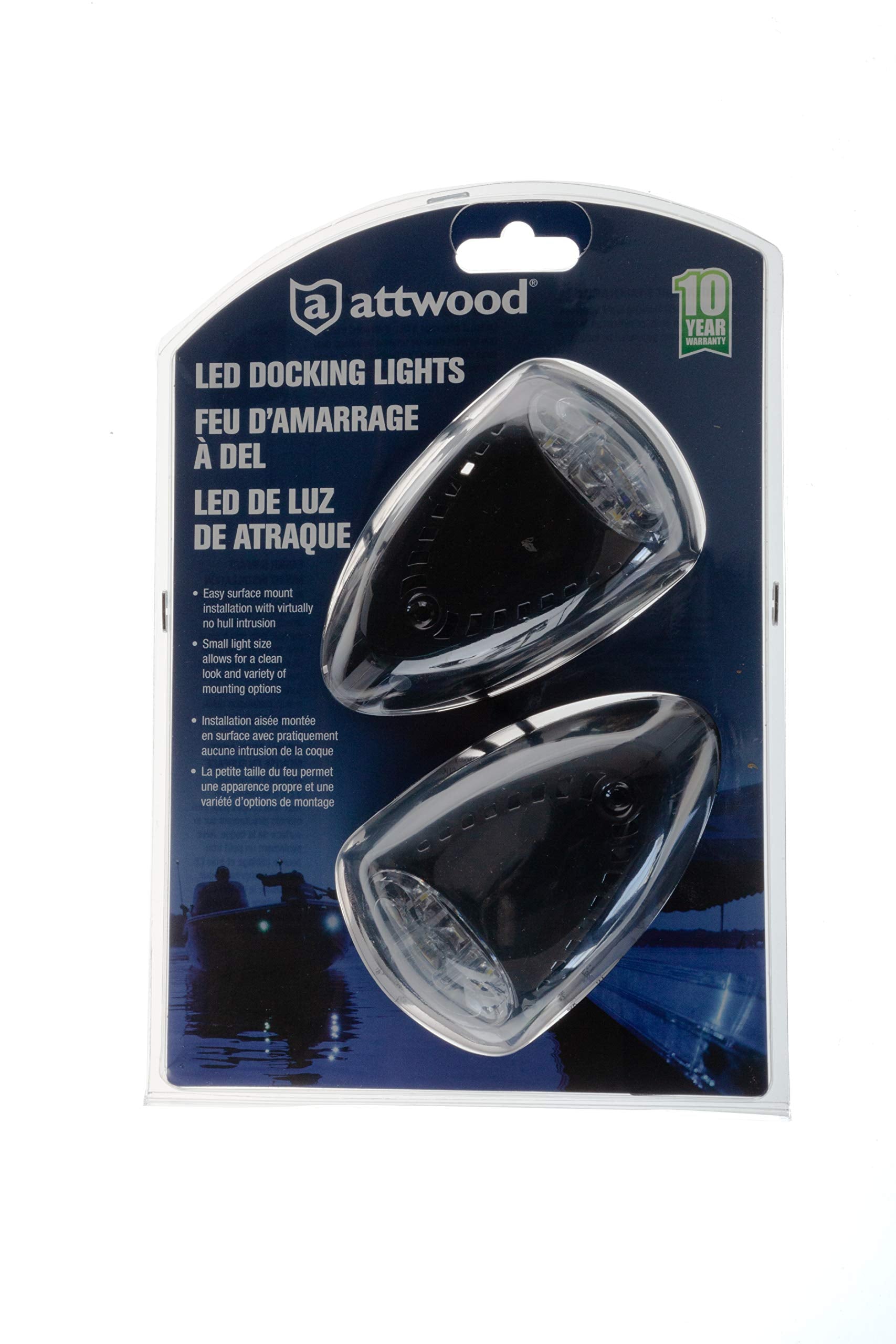 Attwood LED Boat Docking Light Set of 2, Black Finish, Model 6523BK7, One Size