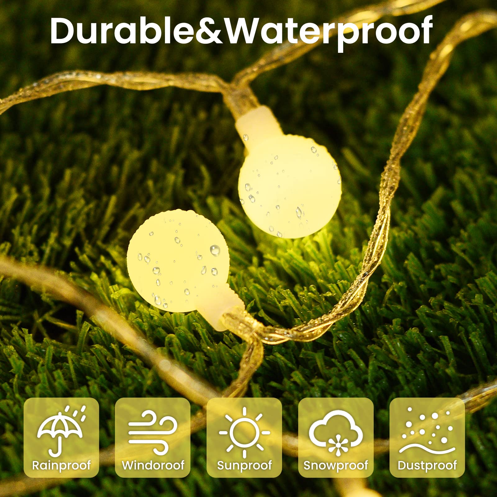 Globe String Lights, 200Led 75Ft Fairy Lights Plug In 8 Modes With Remote Control Waterproof Outdoor Indoor String Lights, Fairy Lights For Bedroom, Garden, Party, Wedding, Warm White