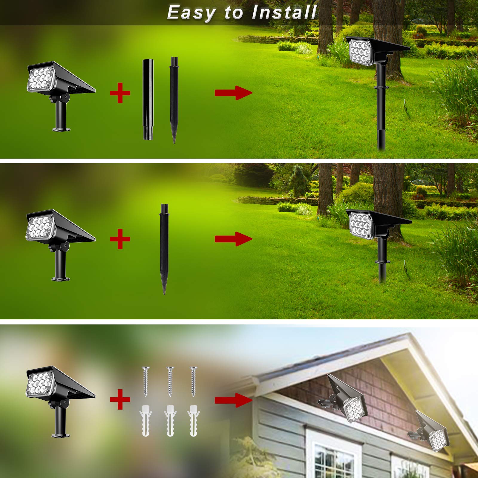 Crepow Christmas Green Solar Spot Lights, 20 Led Waterproof Landscape Lights, 4 Pack