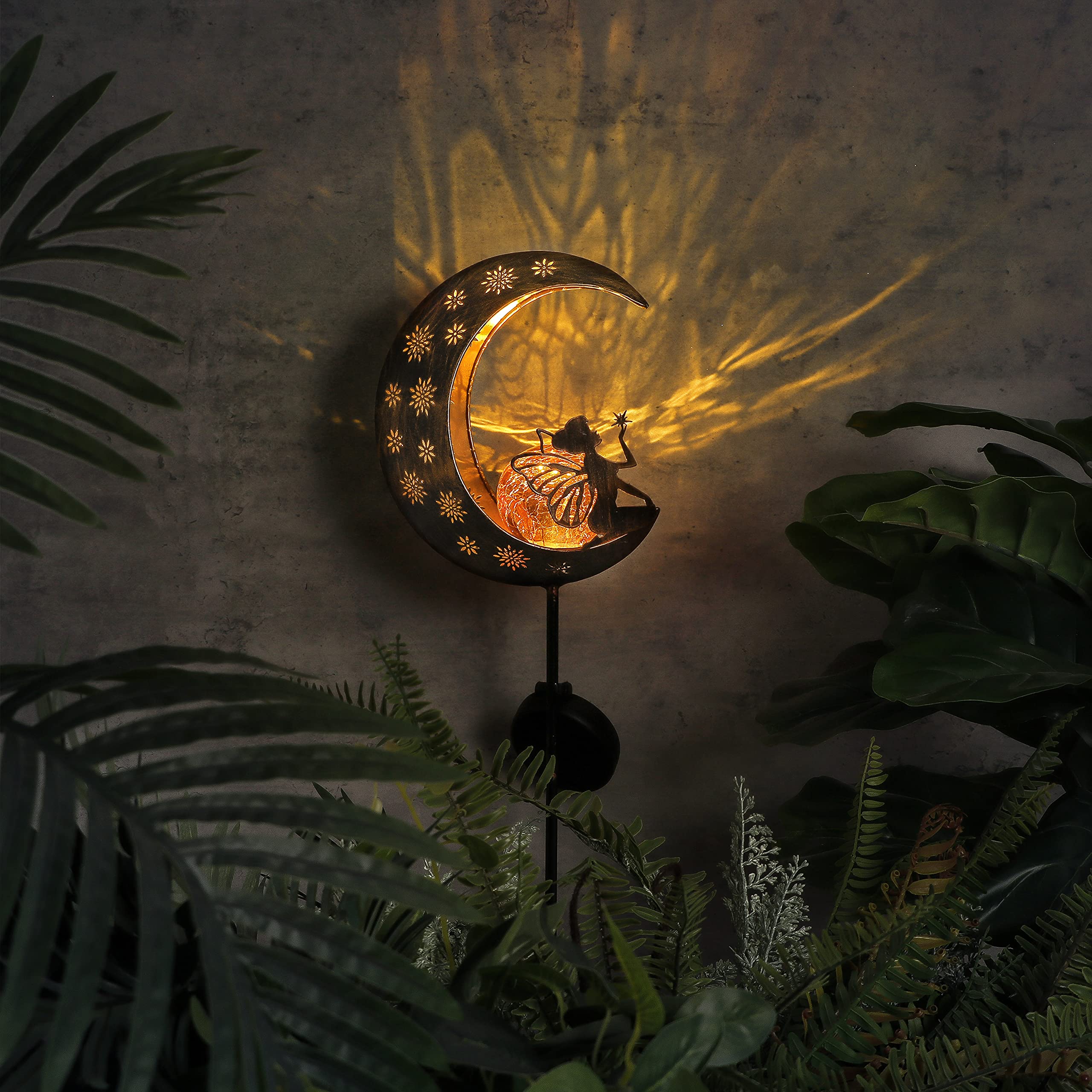 Teresa'S Collections 39'' Solar Metal Fairy Garden Decor - Copper Gold Yard Stake For Outdoor Gifts