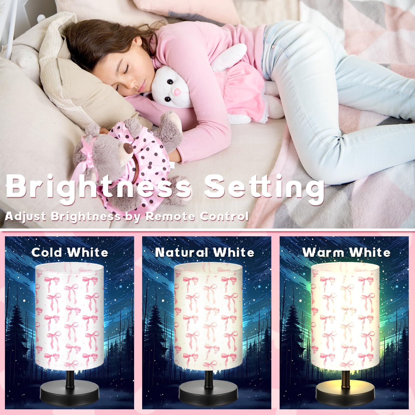 Glooglitter Table Lamp 3 Colors Dimmable Lights 9.72 X 5.12 Inch Night Light Bedside Lamps Decoration For Bedroom Desk Birthday