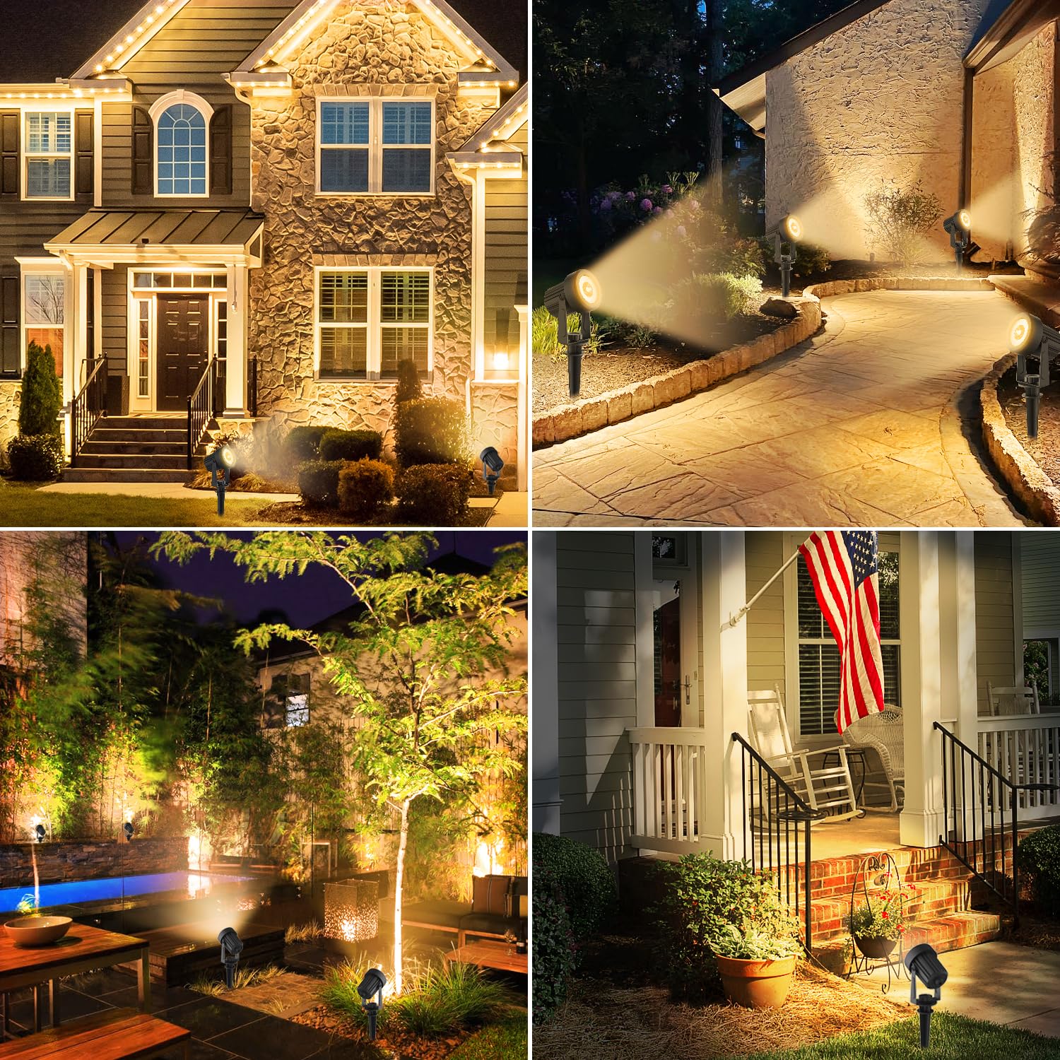 Linqelly Solar Spotlights Outdoor 4 Pack Spot Light Warm White Landscape Lights Ip65 Waterproof Spotlights Plant Decorative Lighting For Garden Yard Lawn Path