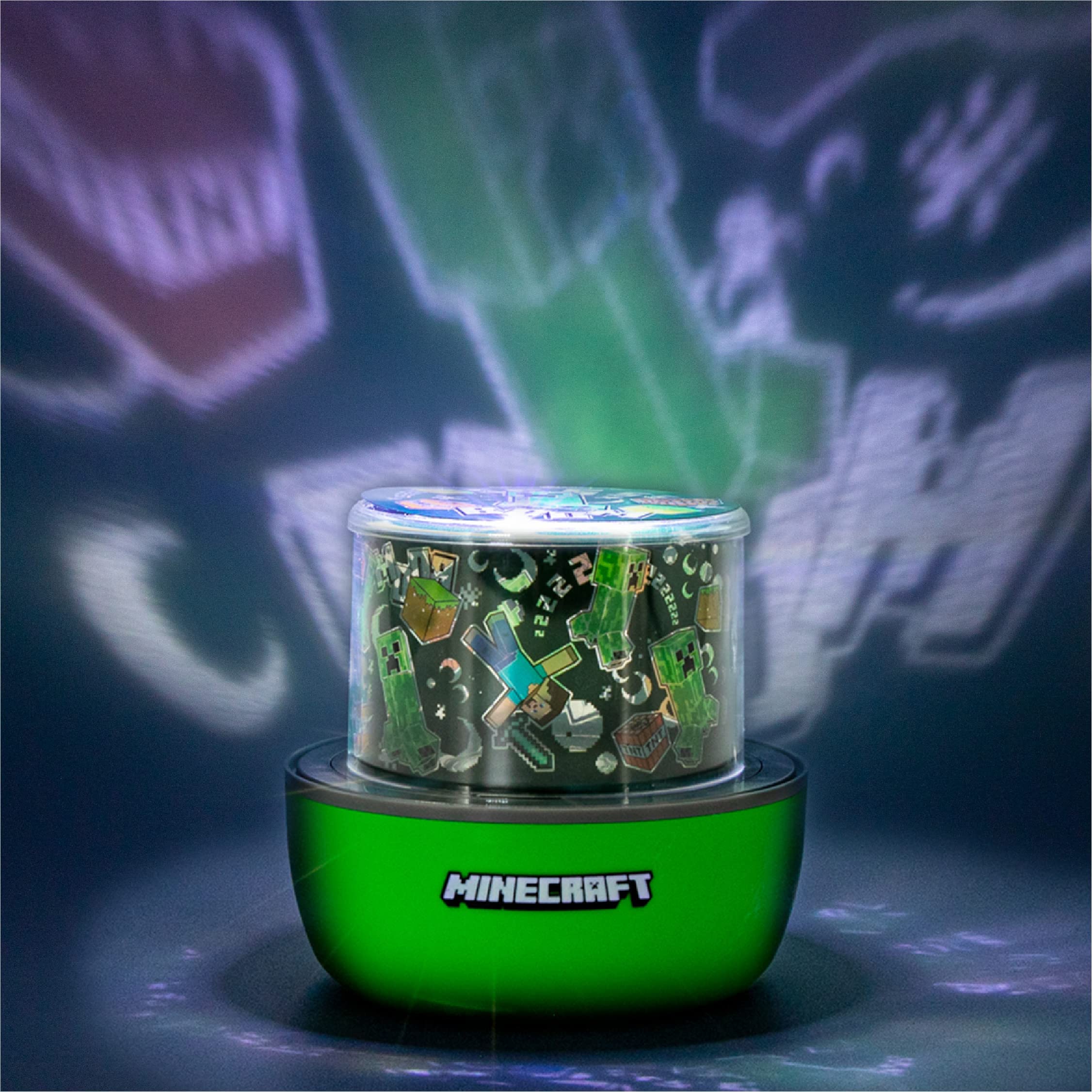 Paladone Minecraft Officially Licensed Creeper & Steve Projector Night Light, Gamer Projection Lamp Accessory, Minecraft Sounds,