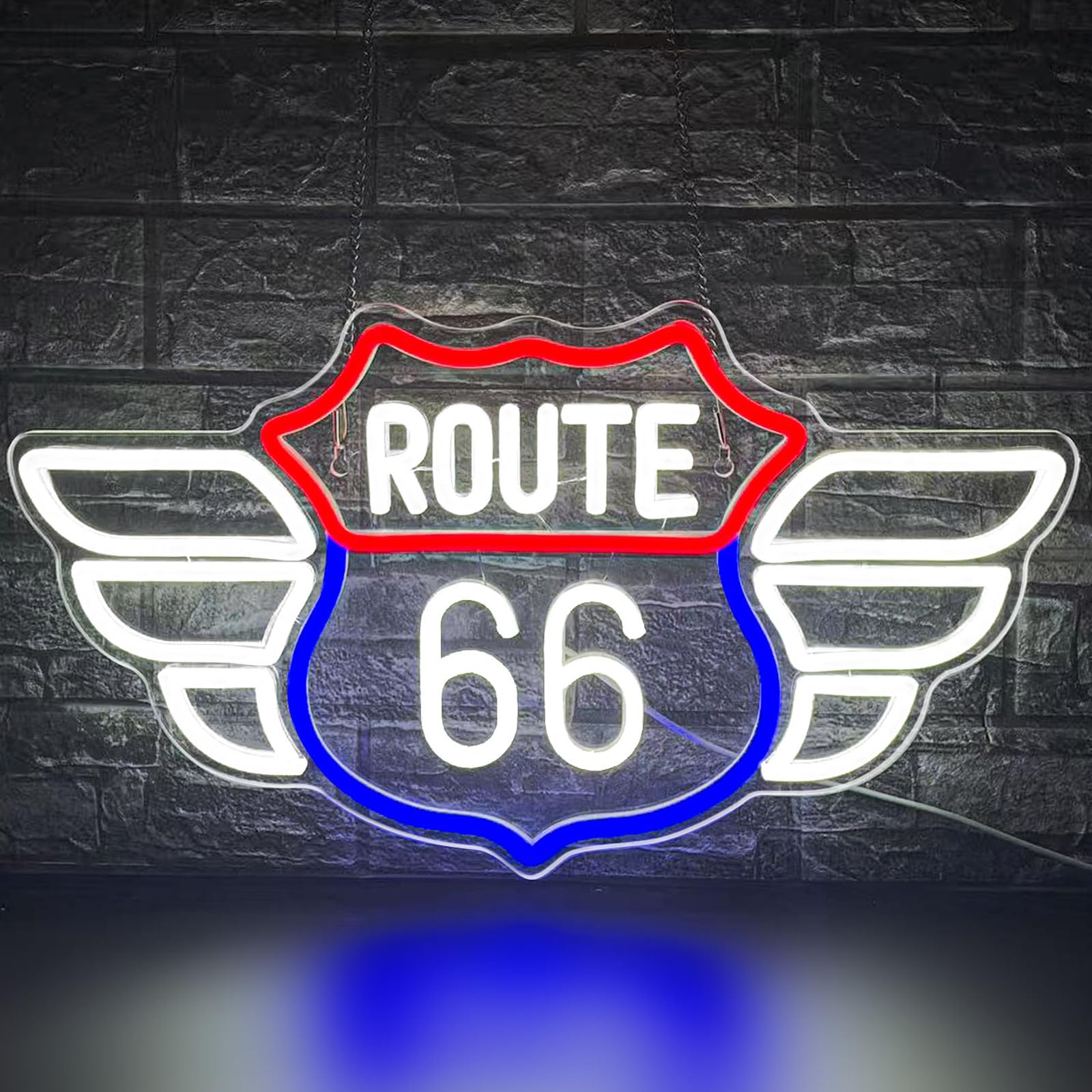 Route 66 Neon Sign Vintage Route 66 Wall Decor Dimmable Us High Way Led 66 Road Sign For Man Cave Garage Neon Lights Decoration For Bedroom Party Gift Christmas