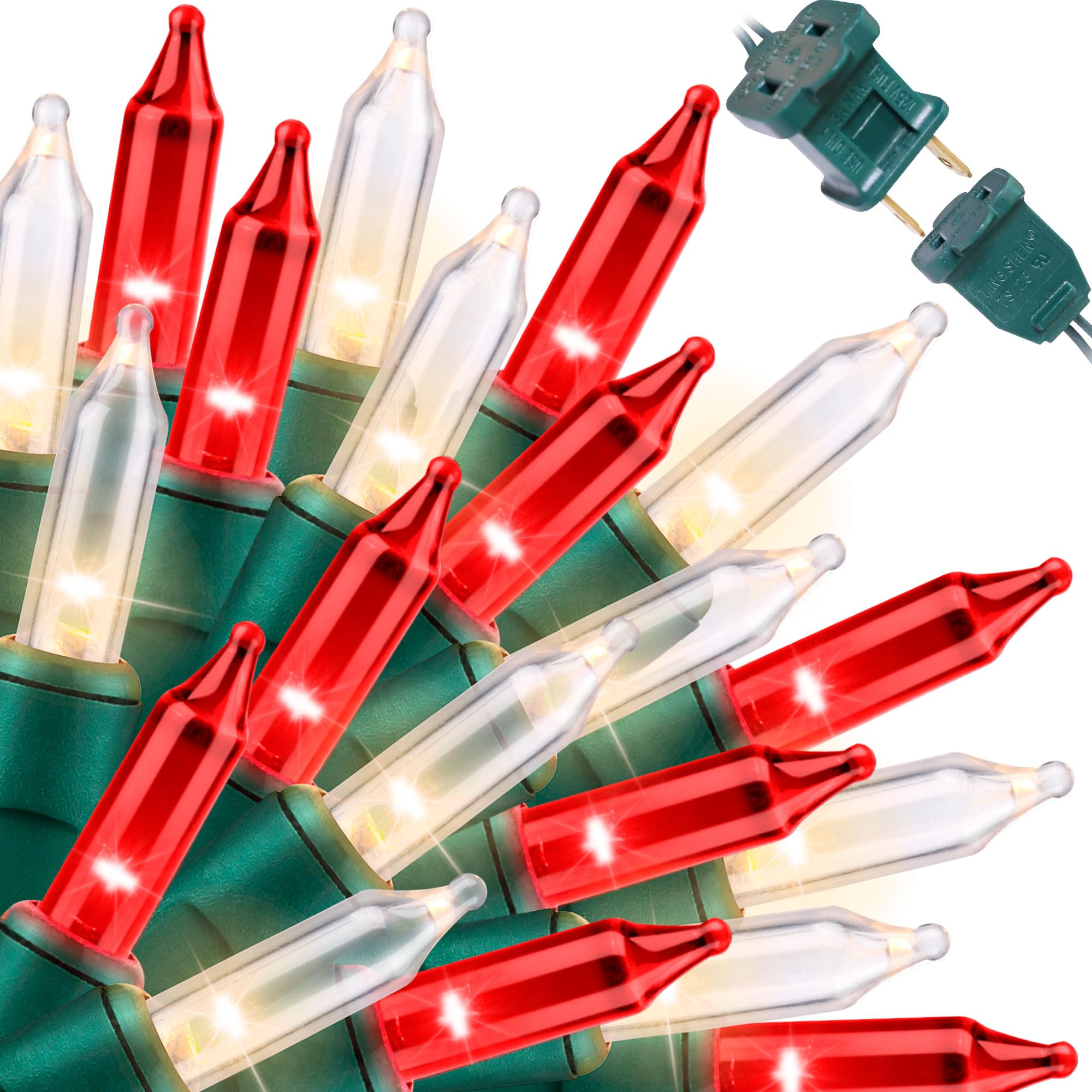 Lamphome Super-Bright Extendable Red Christmas Lights Decoration 100Lights 19.6Ft Ul Certified Mini Bulb String Lights For Outdoor Christmas Tree Garden Party Patio Wedding Garland Decor(Red+Clear)