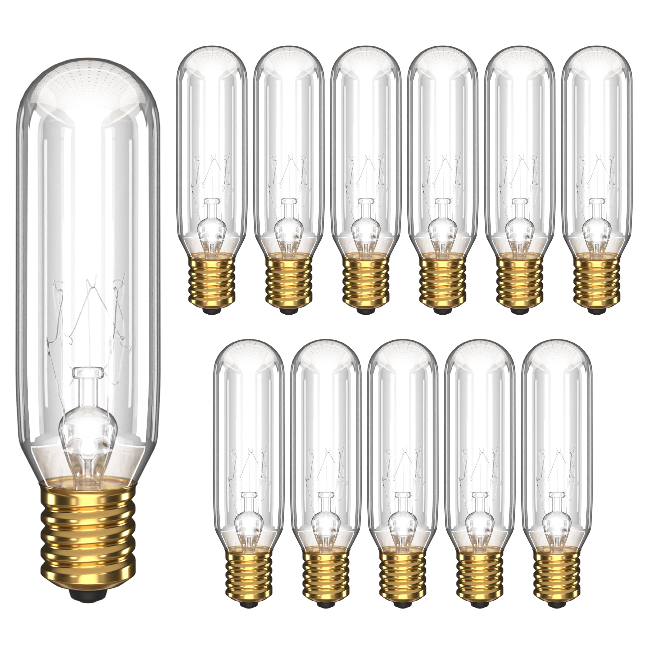 Ohbulbs 12 Pack - T6 Tubular Light Bulb - Clear 25 Watt - E12 Candelabra Base Dimmable - Warm White Light 180 Lumens E12 Candelabra Base