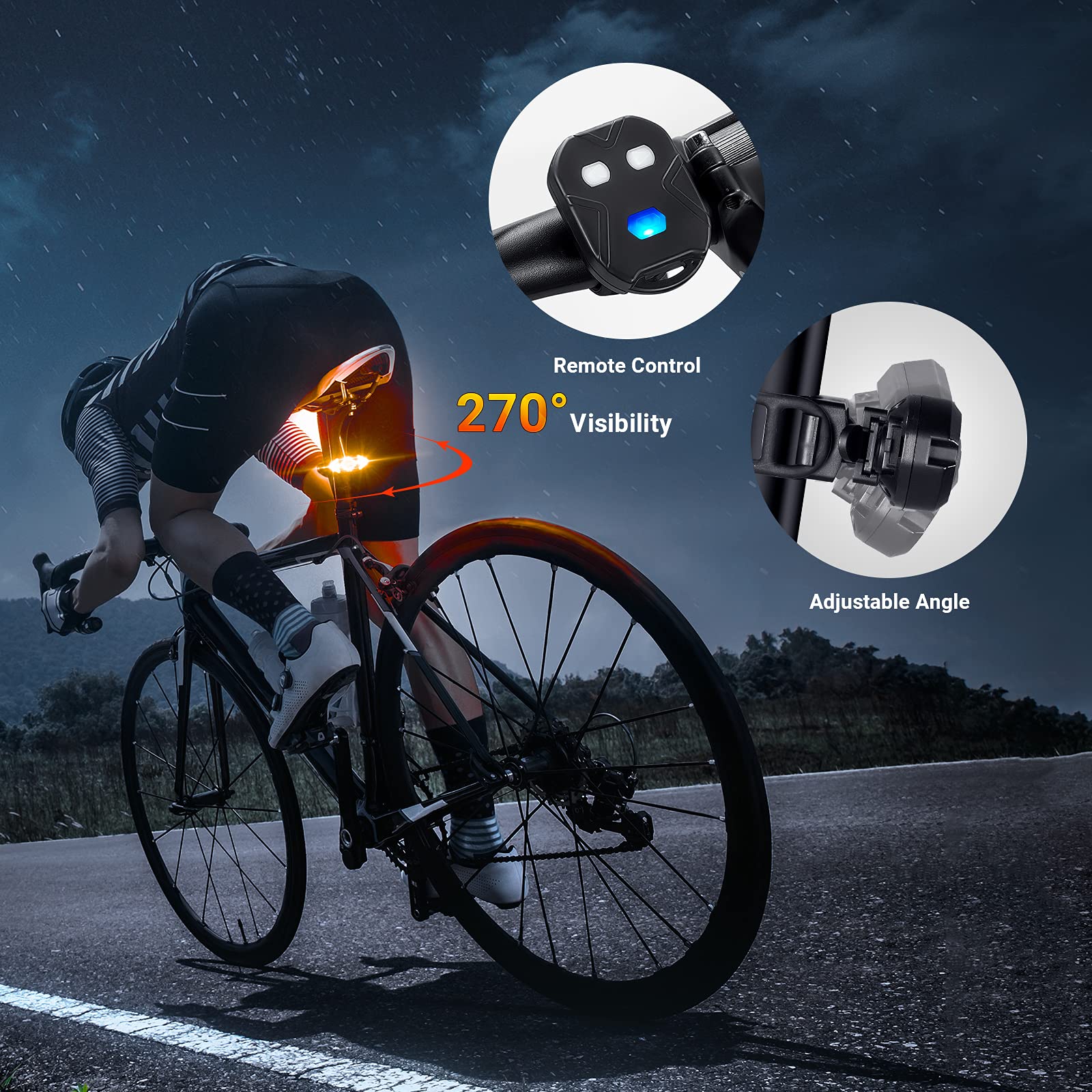 MOMIMO Wireless Bike Tail Light with Turn Signals, USB Rechargeable, Waterproof, Ultra Bright, Red/Orange