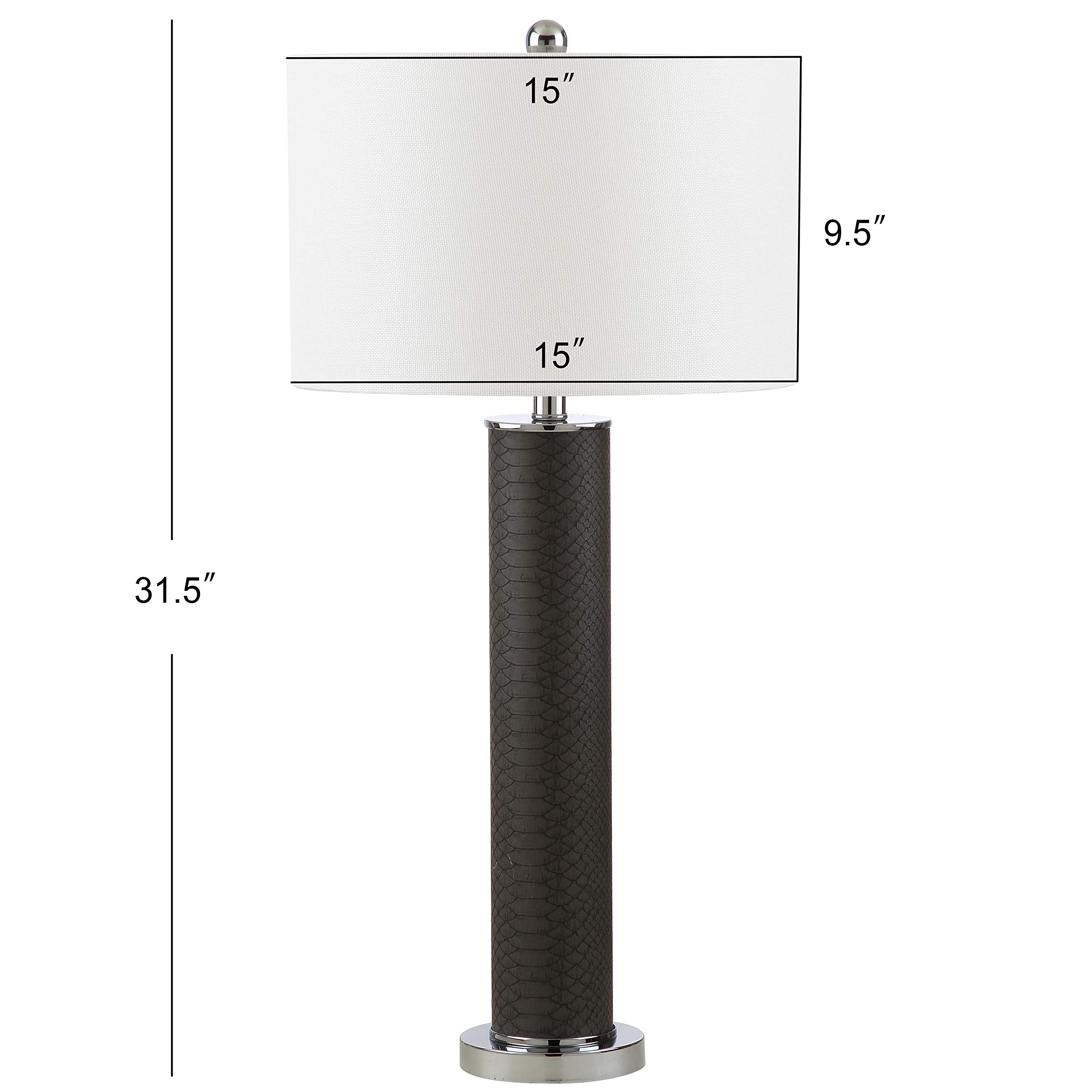 SAFAVIEH Table Lamp Set of 2, 32-inch Modern Grey Faux Snakeskin, Model LIT4404E-SET2, LED Bulbs Included