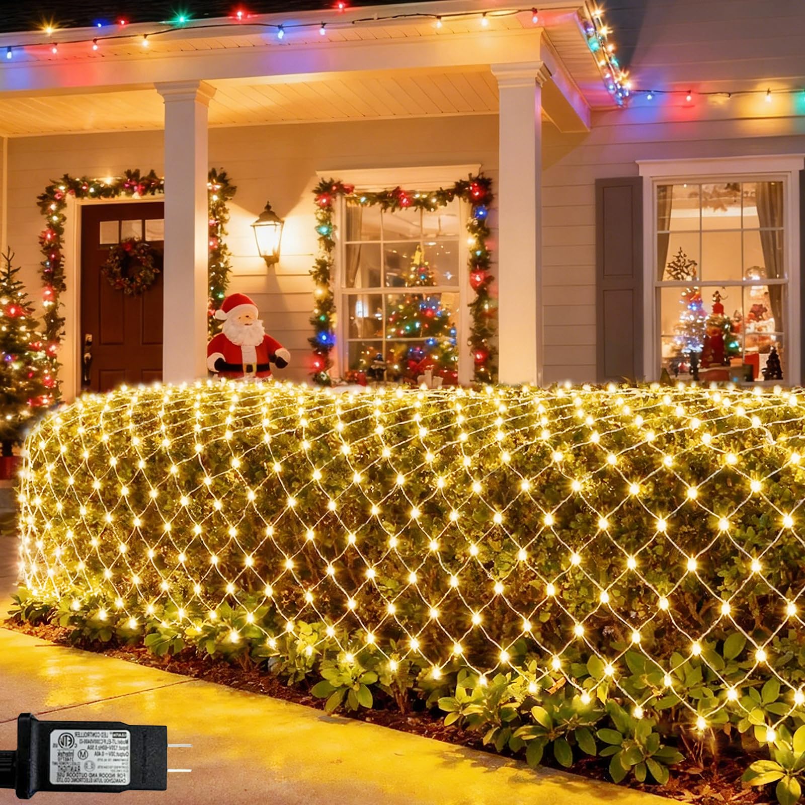 Christmas Net Lights  360 LED Outdoor Net Mesh Lights for Bushes 21x5 ft  8 Modes Waterproof Twinkle String Lights Connectable for Christmas Hedge Yard Garden Decor  Warm White