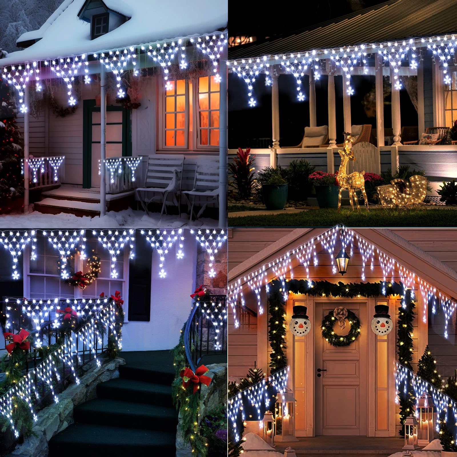 Miniao Christmas Lights Outdoor Decorations 218 Led 13.8Ft Curtain Fairy Lights With 12 Drops, Clear Wire Led String Light Decor