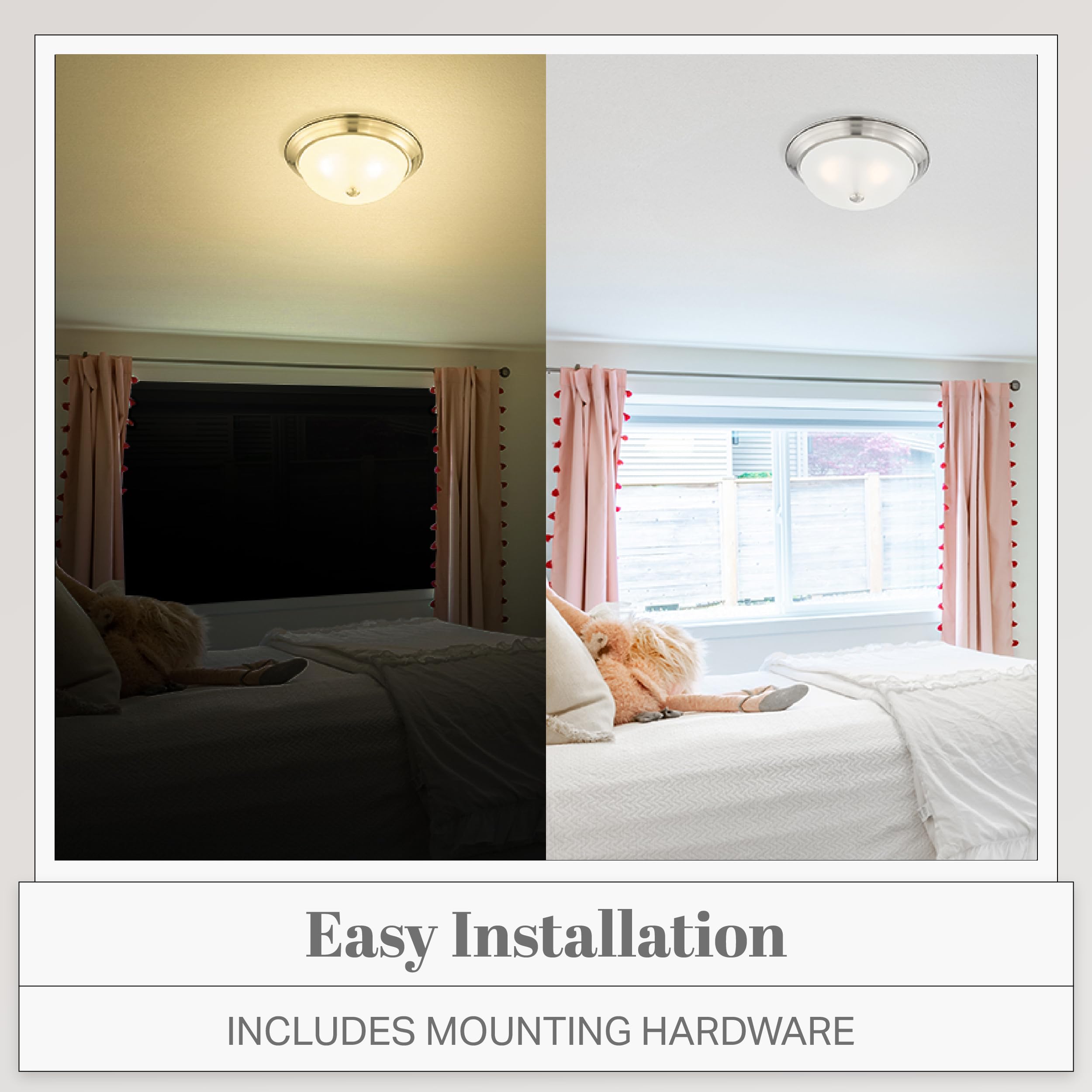 Designers Fountain 3-Light Flush Mount Ceiling Light, 15 Inch Lighting Fixture For Kitchen, Bedroom, Bathroom, And Hallway, Satin Platinum With Etched Glass, 1257L-Sp-W