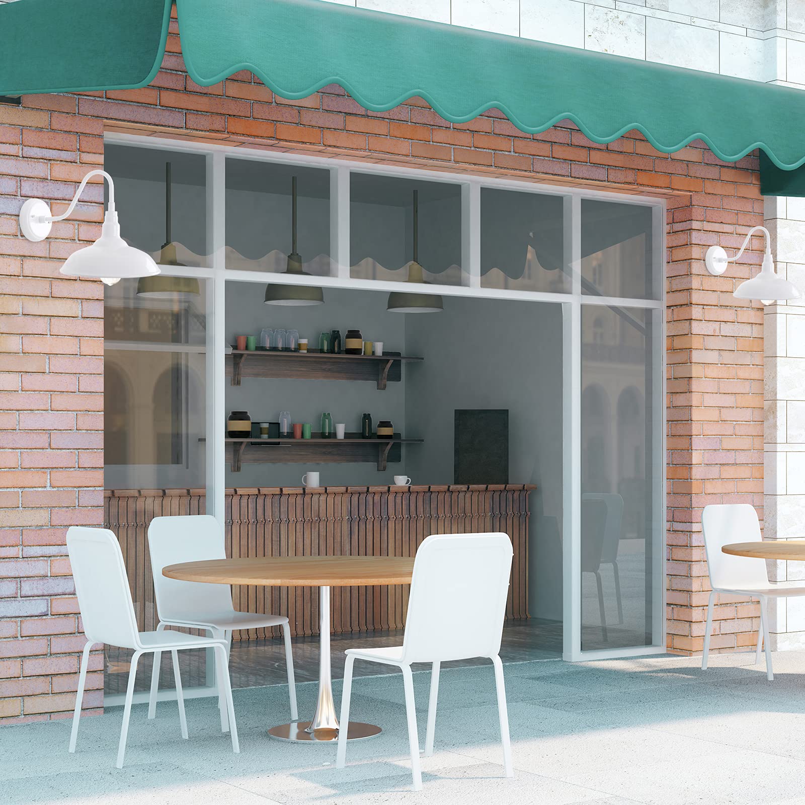 Goalplus 10&quot; White Gooseneck Barn Light Fixture - Waterproof Outdoor Wall Lantern, Farmhouse Style