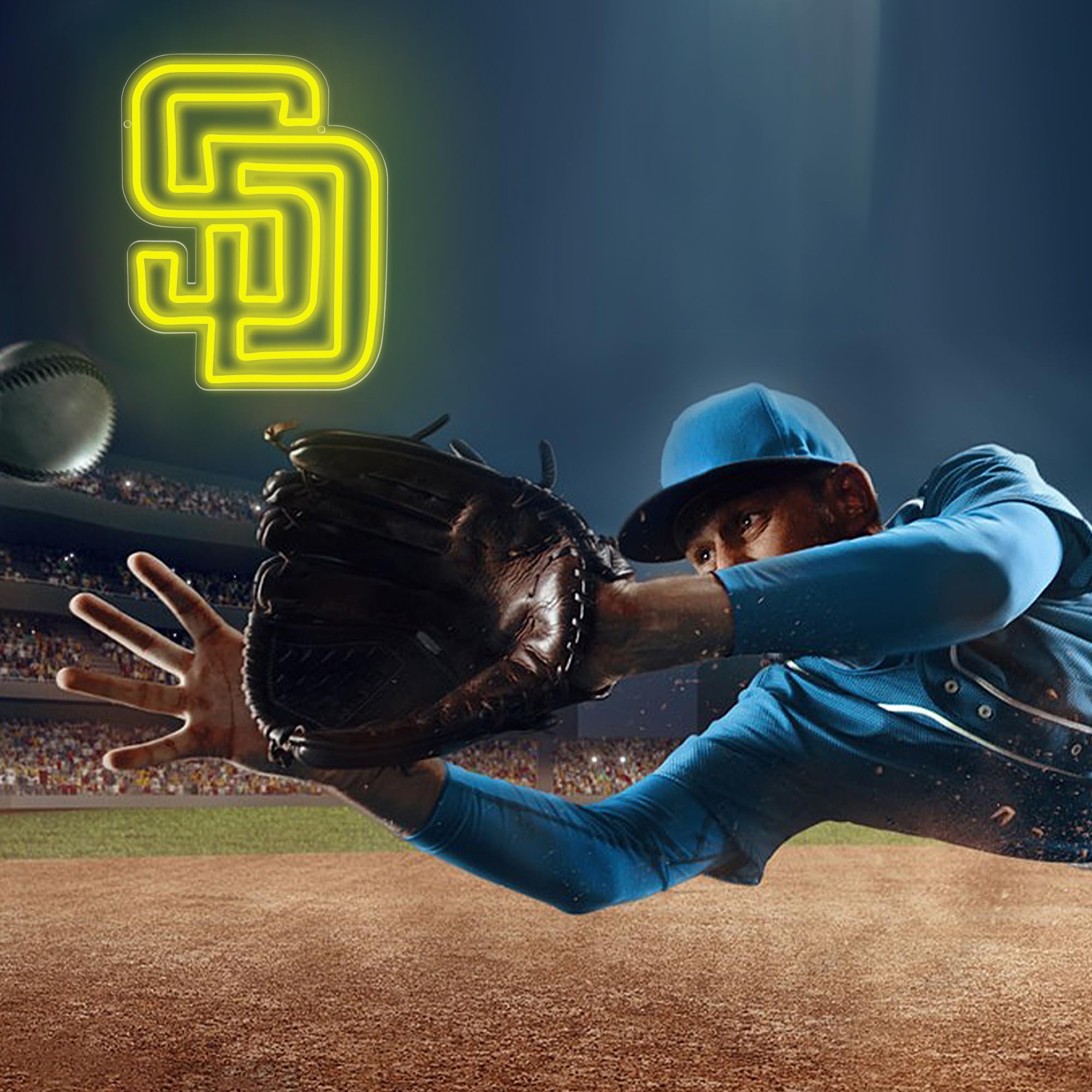 Baseball Neon Sign For Wall Decor Baseball Team Neon Light For Man Cave Led Sign For Bedroom Pary Garage Dorm Club Bar Birthday Gifts For Fans 5V Usb Powered Size 14.1 * 11In(Zyld266)