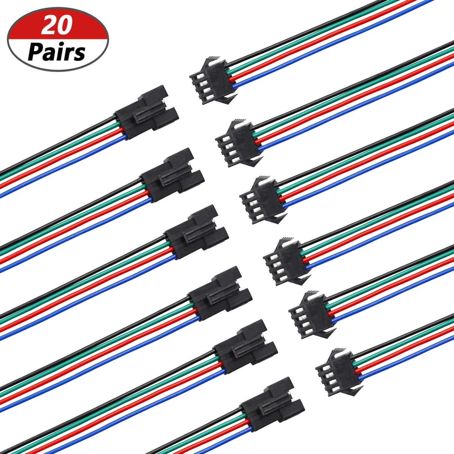 Mxuteuk 20 Pairs 22 Awg Jst Sm Plug 4 Pin Male To Female Led Wire Connector Adapter Electrical Cable 150Mm For Led Strip 5050 35