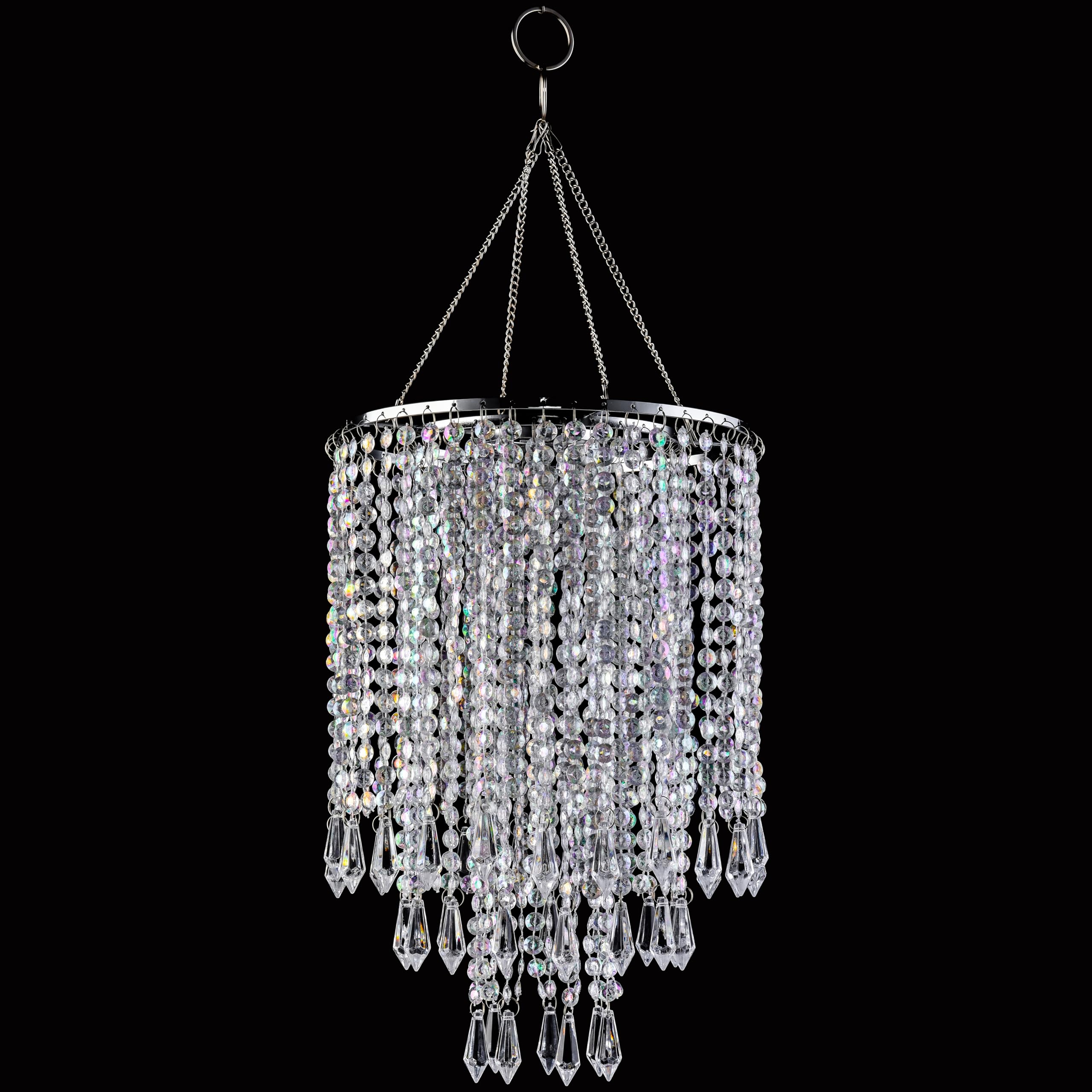 PAPAYA Modern Chrome Beaded Hanging Chandelier Shades (W8.7 x H13), Beads Pendant Shade with Acrylic Crystal, Ceiling Chandelier
