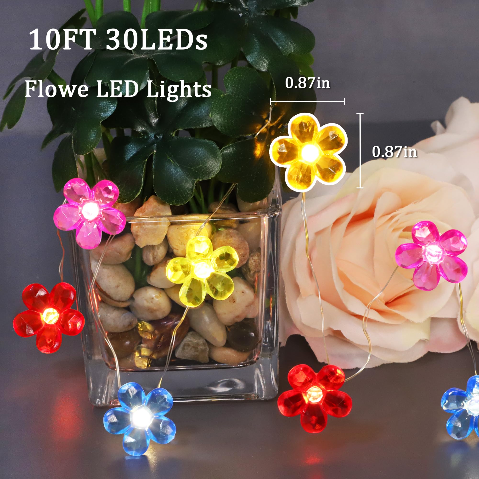 Silverstro Flower Led Lights With Remote Usb & Battery Operated 10Ft 30Leds String Lights - Home Wedding Birthday Party Ocean Holiday Easter Decor