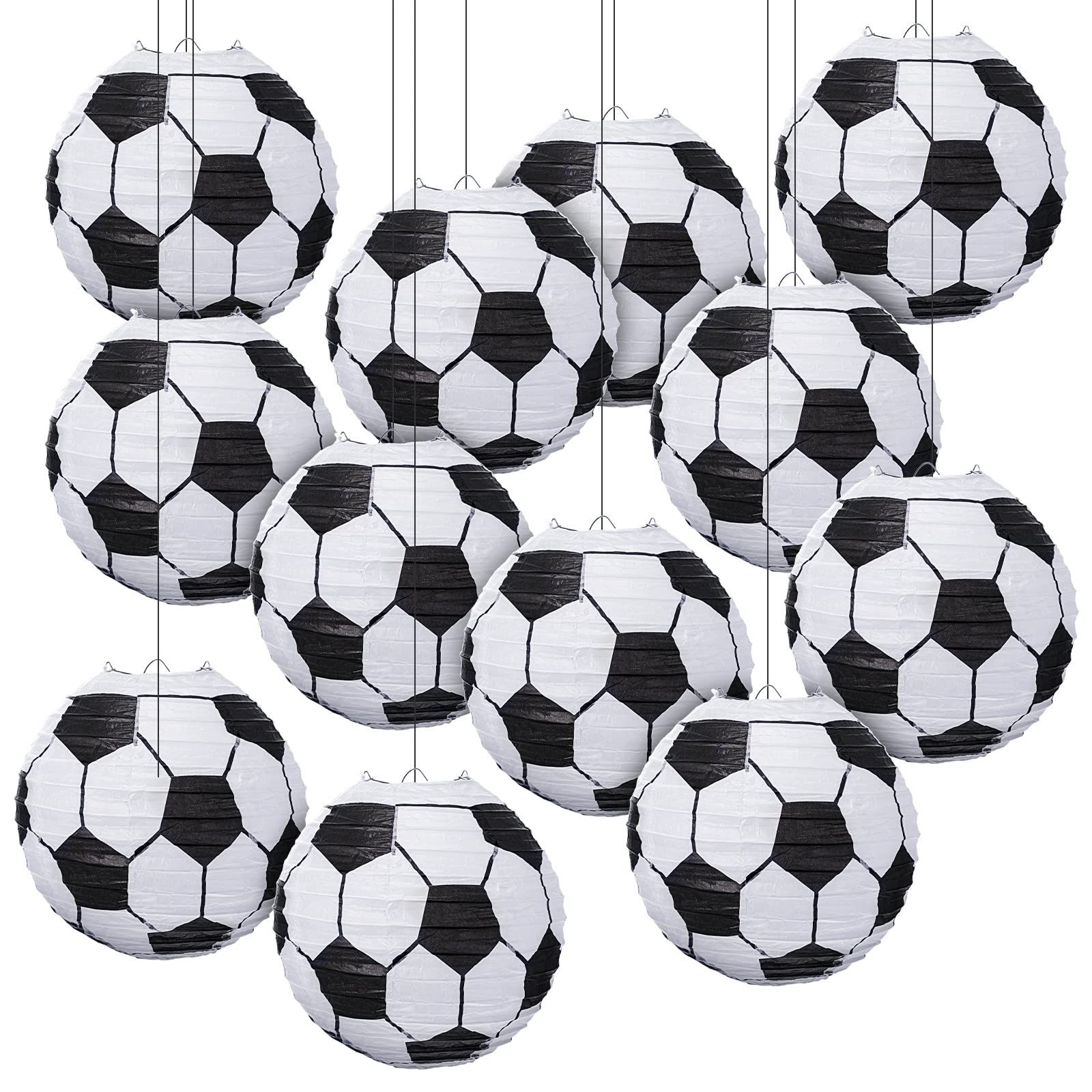12 Pieces 8 Inch Soccer Paper Lanterns Football Sports Paper Lanterns Soccer Themed Birthday Party Decorations Football Centerpi