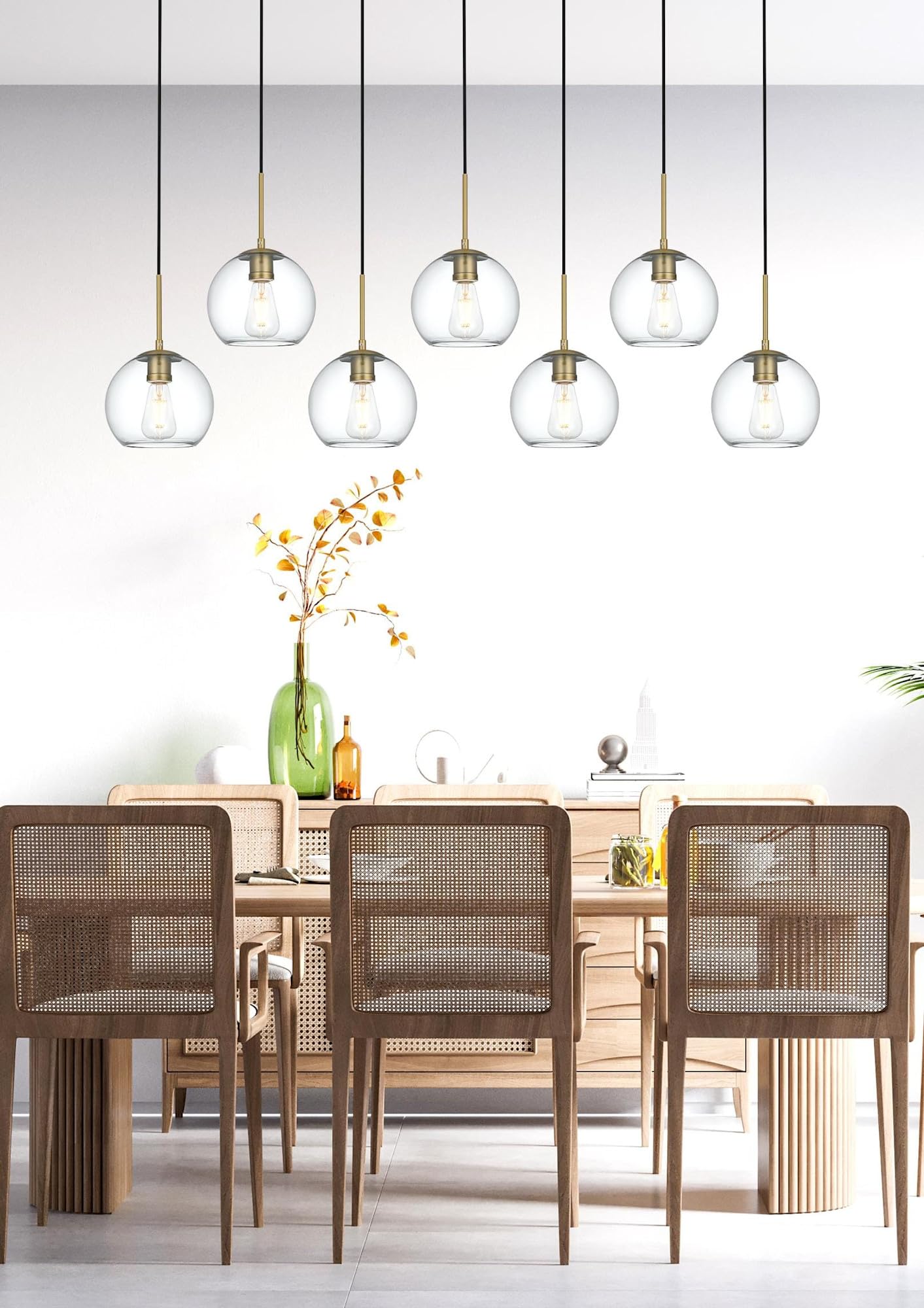 Living District Baxter 7-Light Metal & Glass Pendant in Chrome/Clear
