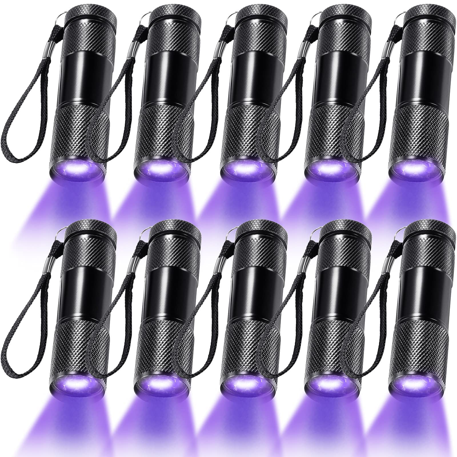 Roceei 10 Pieces Led Handheld Blacklight, Mini Light Torch Detector, Portable Uv Flashlight Torch For Pets Stains Urine (Purple