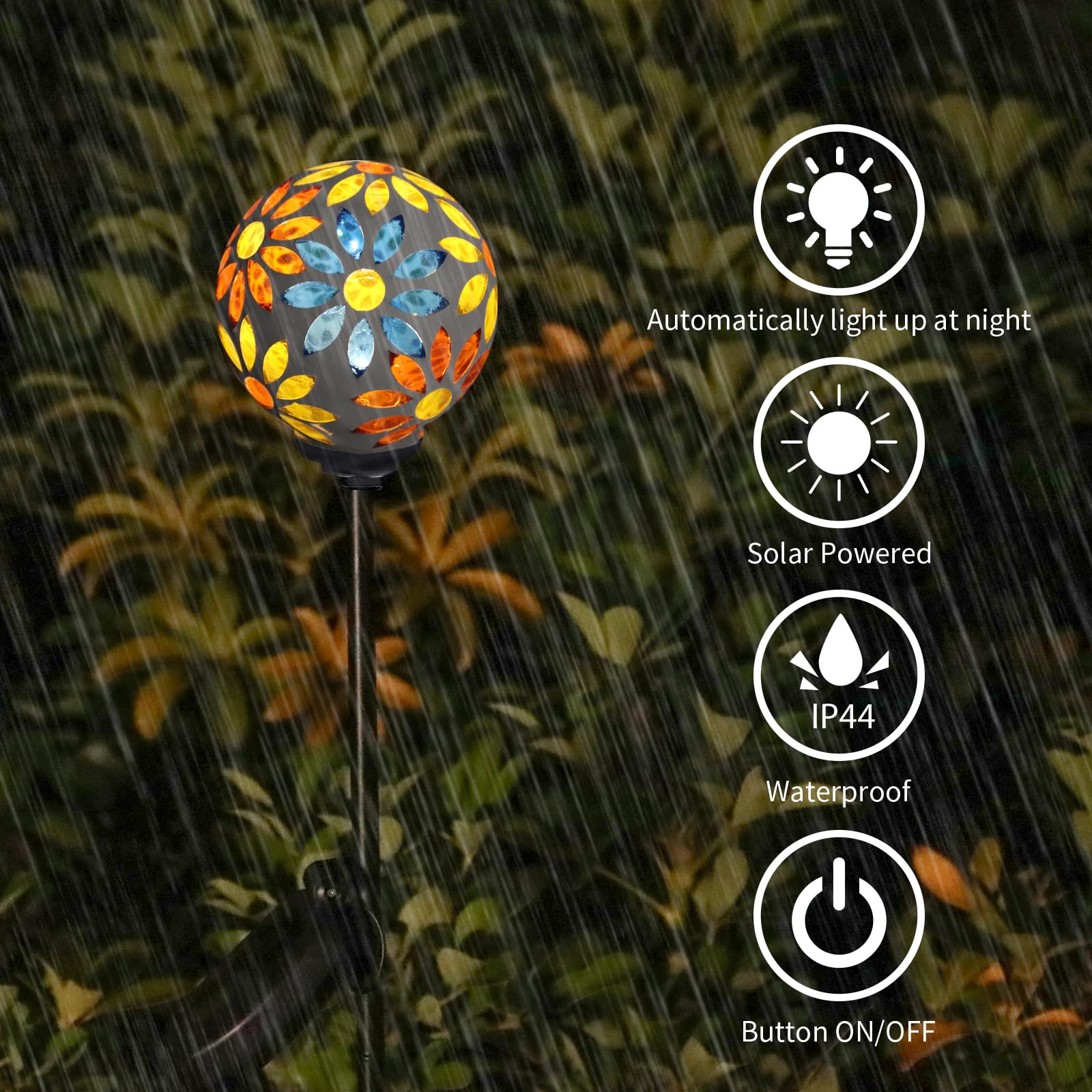 Vcuteka Solar Garden Lights, Mosaic Solar Lights Outdoor Decor Pathway Light Waterpoof Led Stake Light For Landscape Lawn Patio