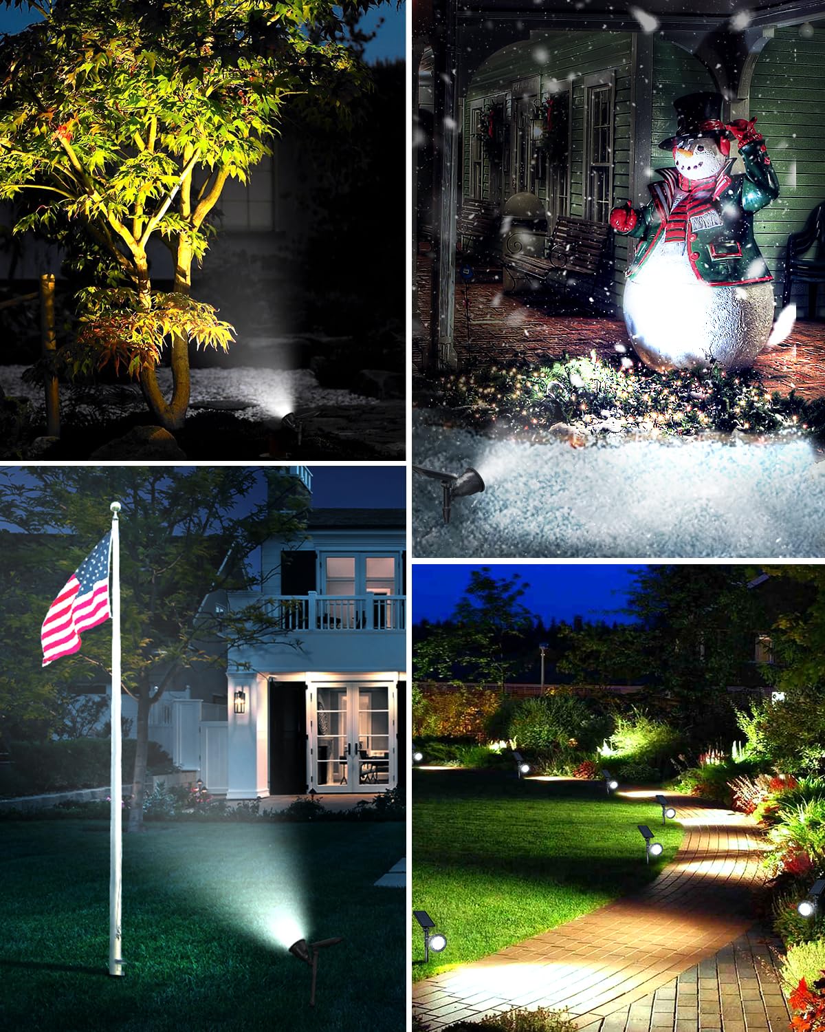 Dbf Solar Landscape Lights, 18 Led Waterproof Outdoor Spotlights, Pack Of 4, Cool White